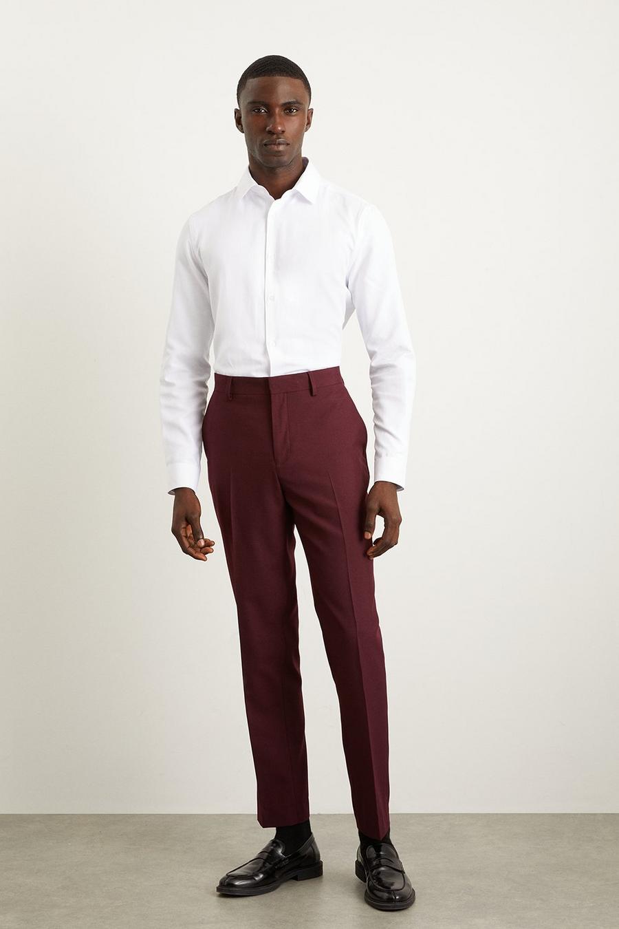 Slim Fit Burgundy Suit Trousers