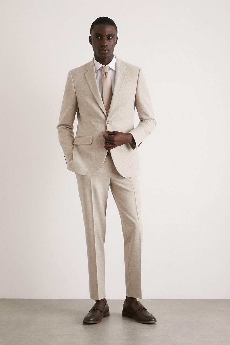 Skinny Fit Neutral Semi Plain Two-Piece Suit