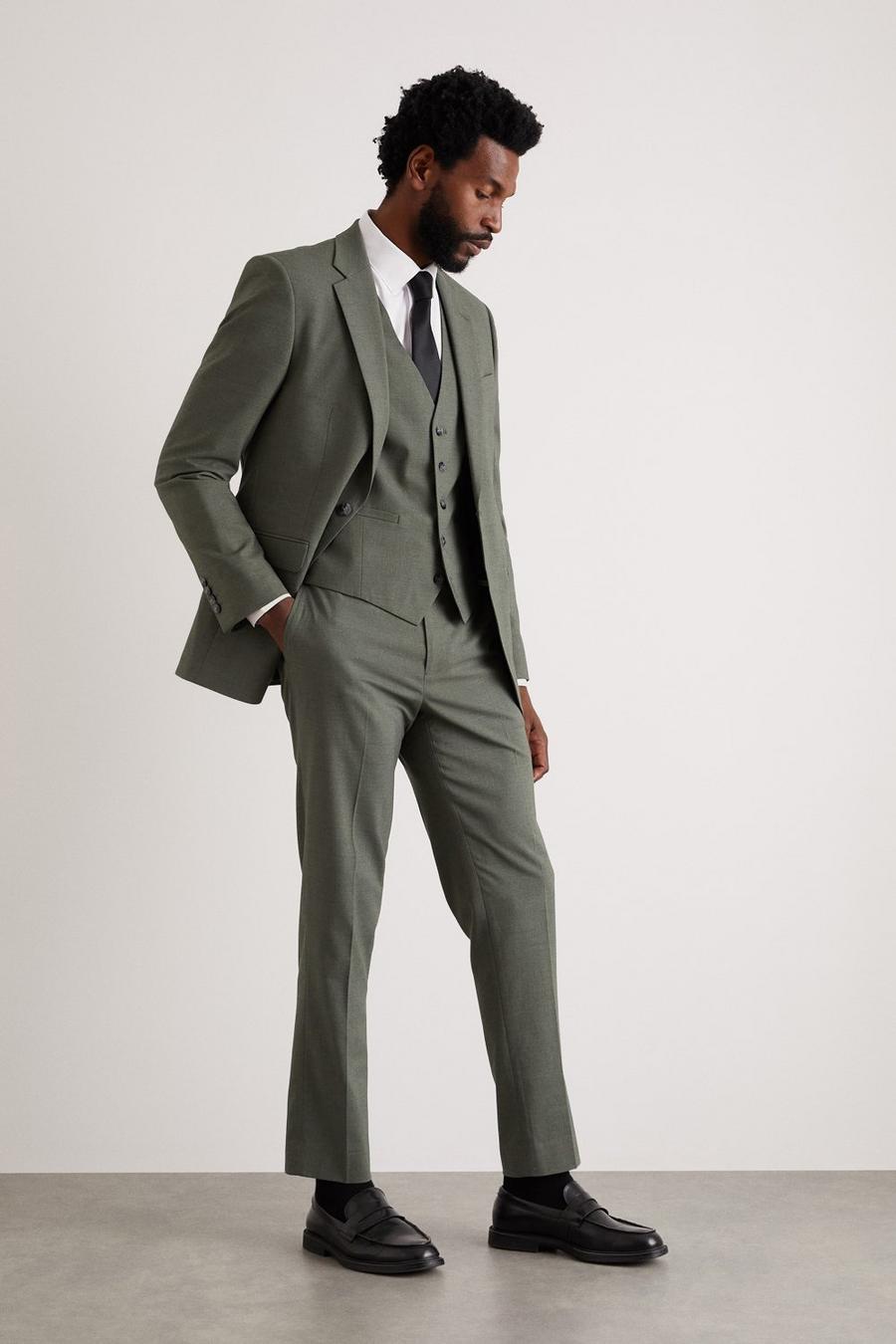 Slim Fit Khaki Fine Twill Suit Trouser