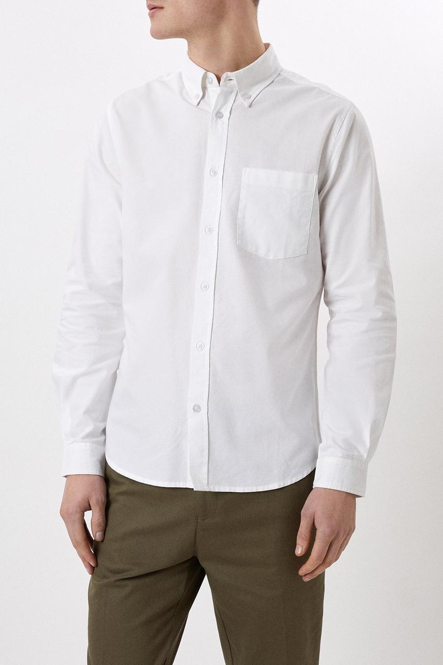 Plus Long Sleeve Pocket Oxford Shirt