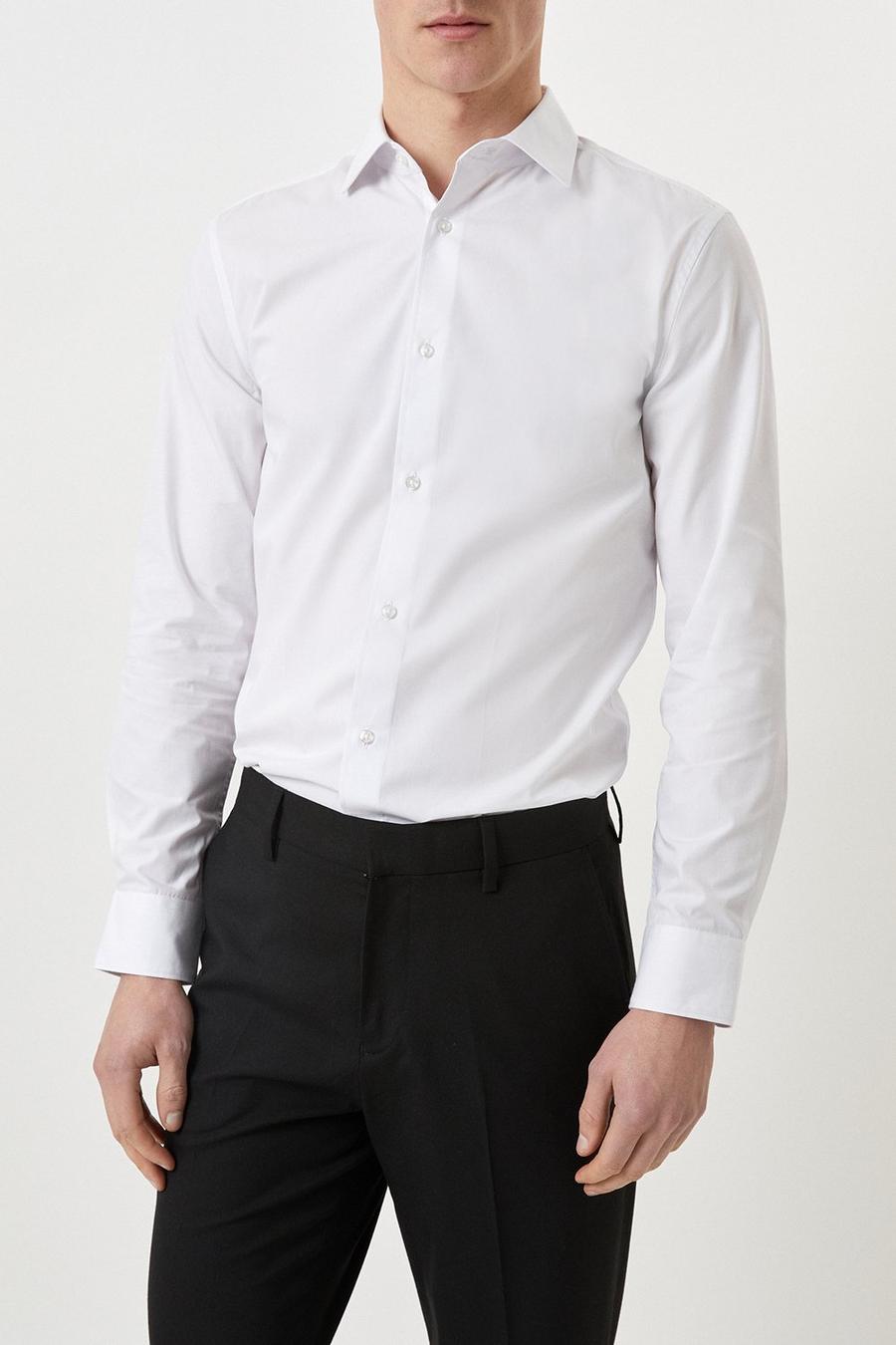 White Slim Fit Long Sleeve Easy Iron Shirt