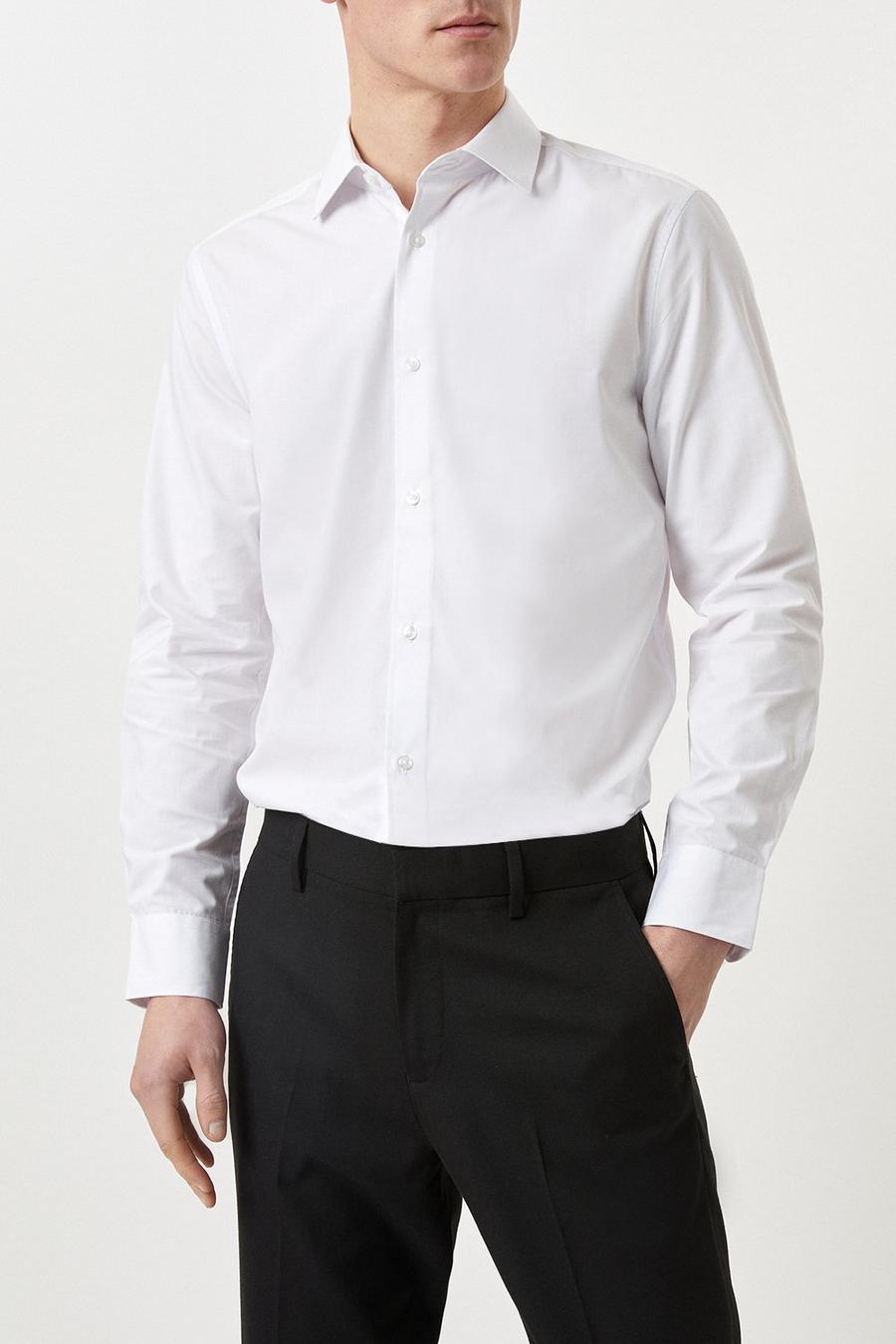 White Tailored Fit Long Sleeve Easy Iron Shirt