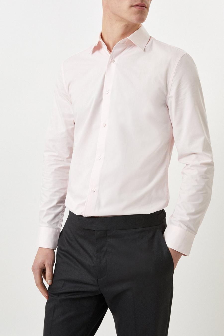 Pink Slim Fit Long Sleeve Easy Iron Shirt