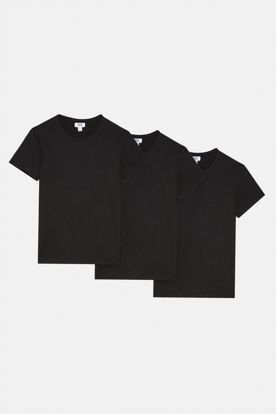 Black 3 Pack Crew Neck T-shirts