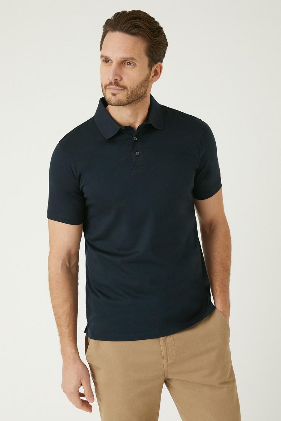 Mercerised Rib Collar Polo Shirt
