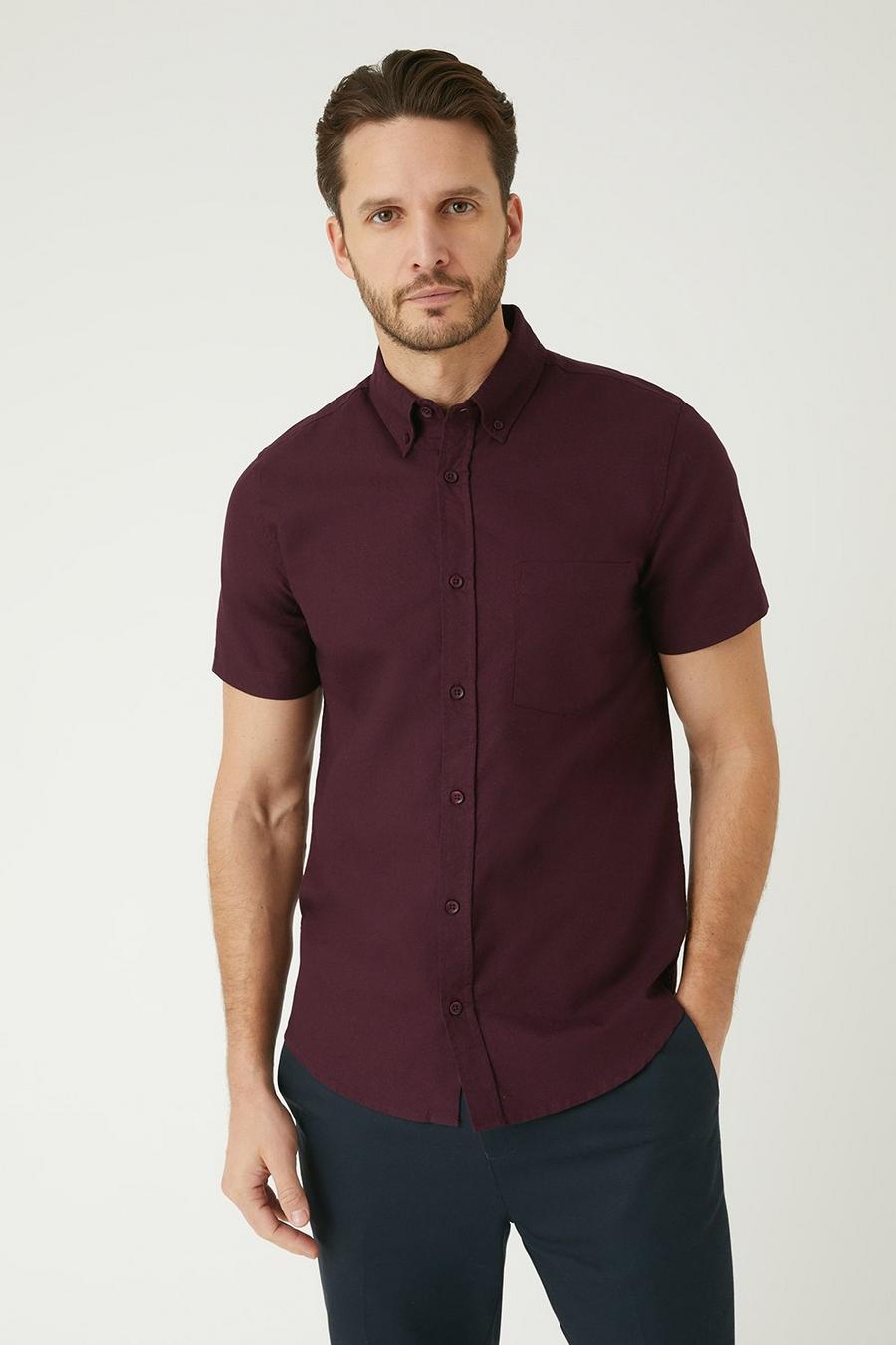 Burgundy Short Sleeve Oxford Shirt
