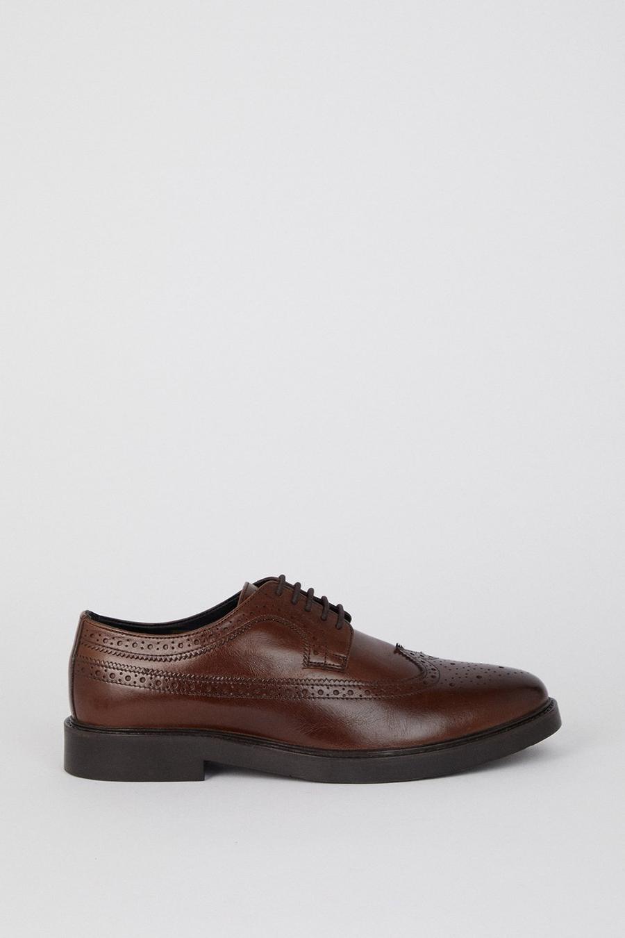 Brown Smart Leather Derby Brogue Shoes