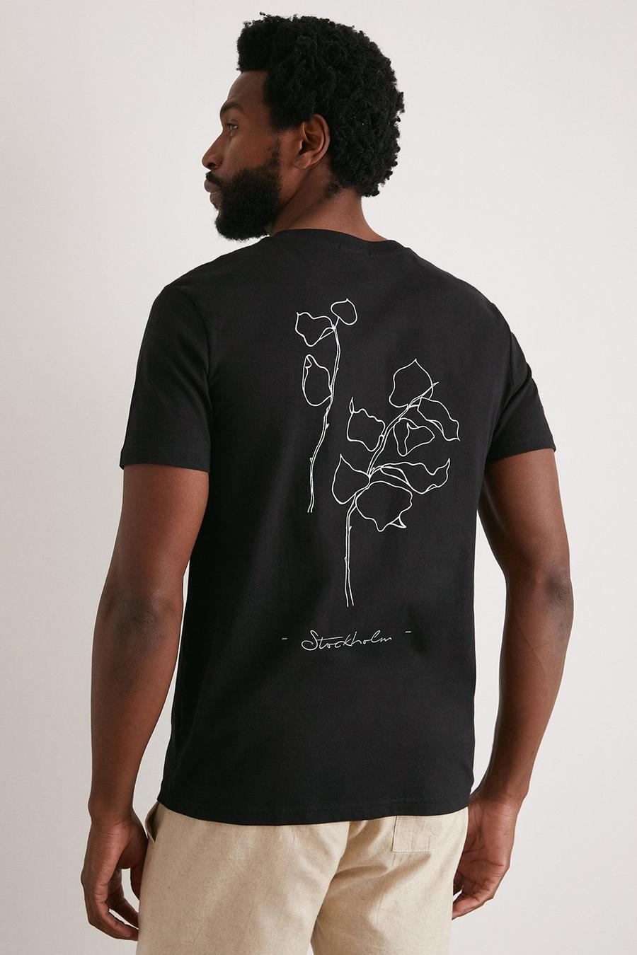 Black Short Sleeve Stockholm Print T-shirt
