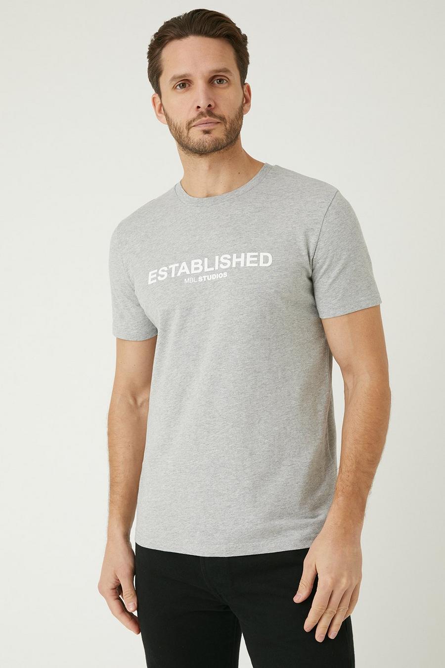 Grey Short Sleeve Established Print T-shirt