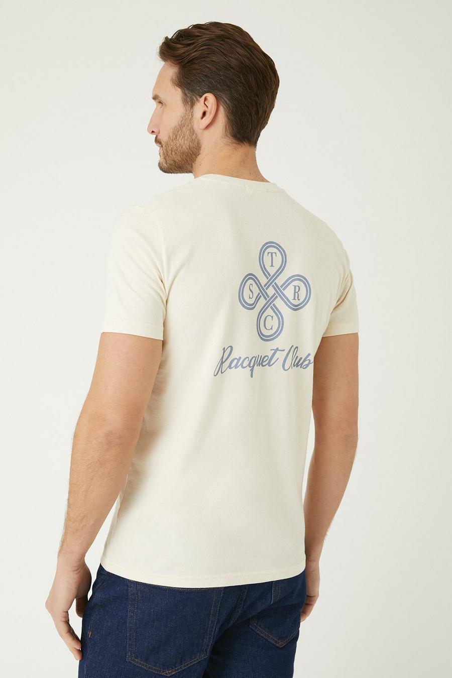Neutral Short Sleeve Racquet Print T-shirt
