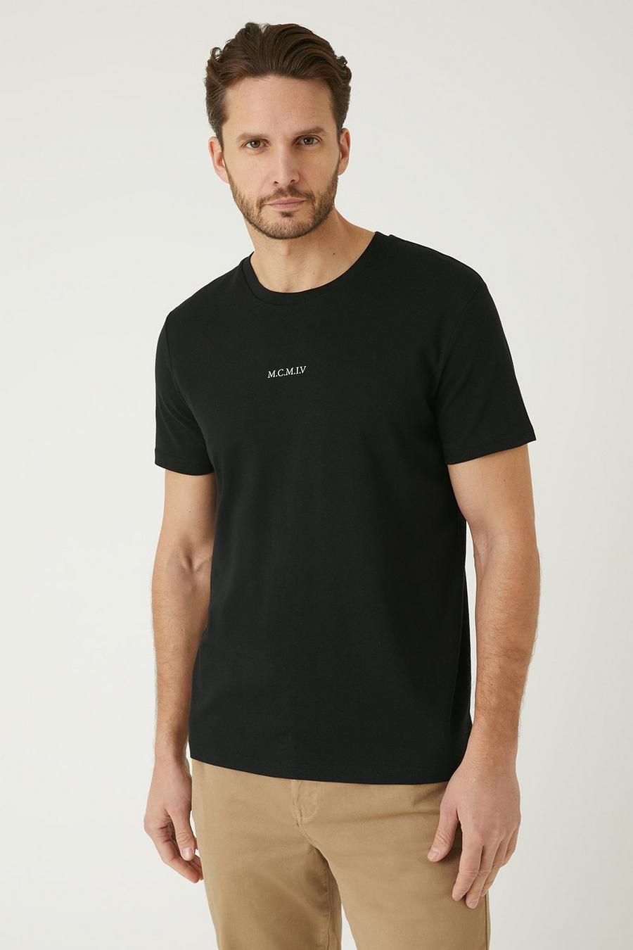Black Short Sleeve Numerals Print T-shirt