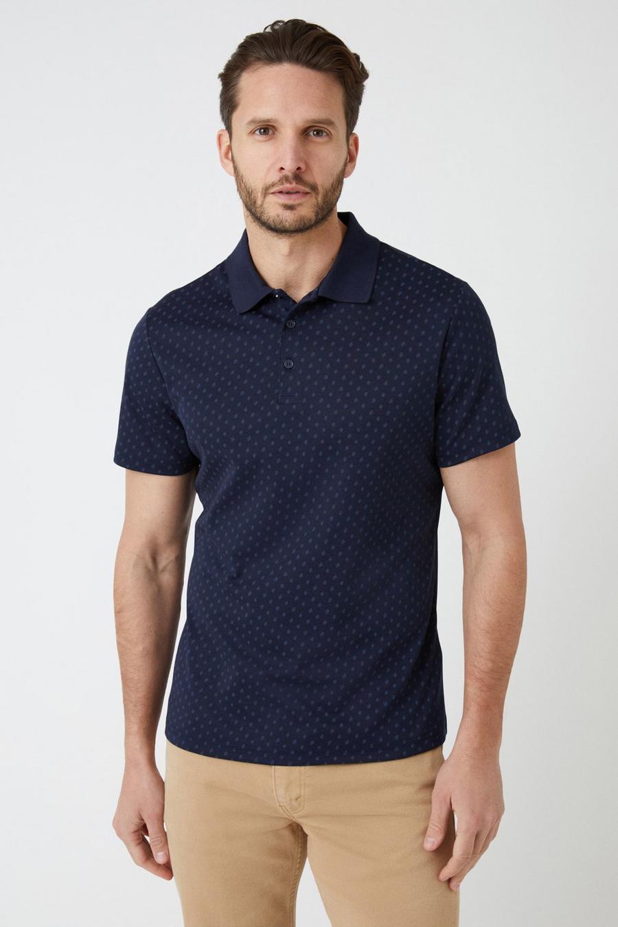 Short Sleeve All Over Jaquard Polo