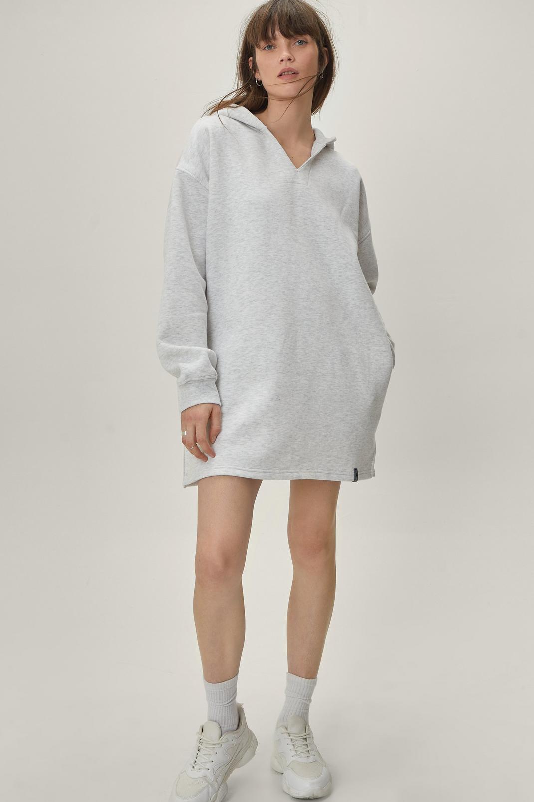 150 V Neck Hooded Oversized Sweatshirt Dress image number 2