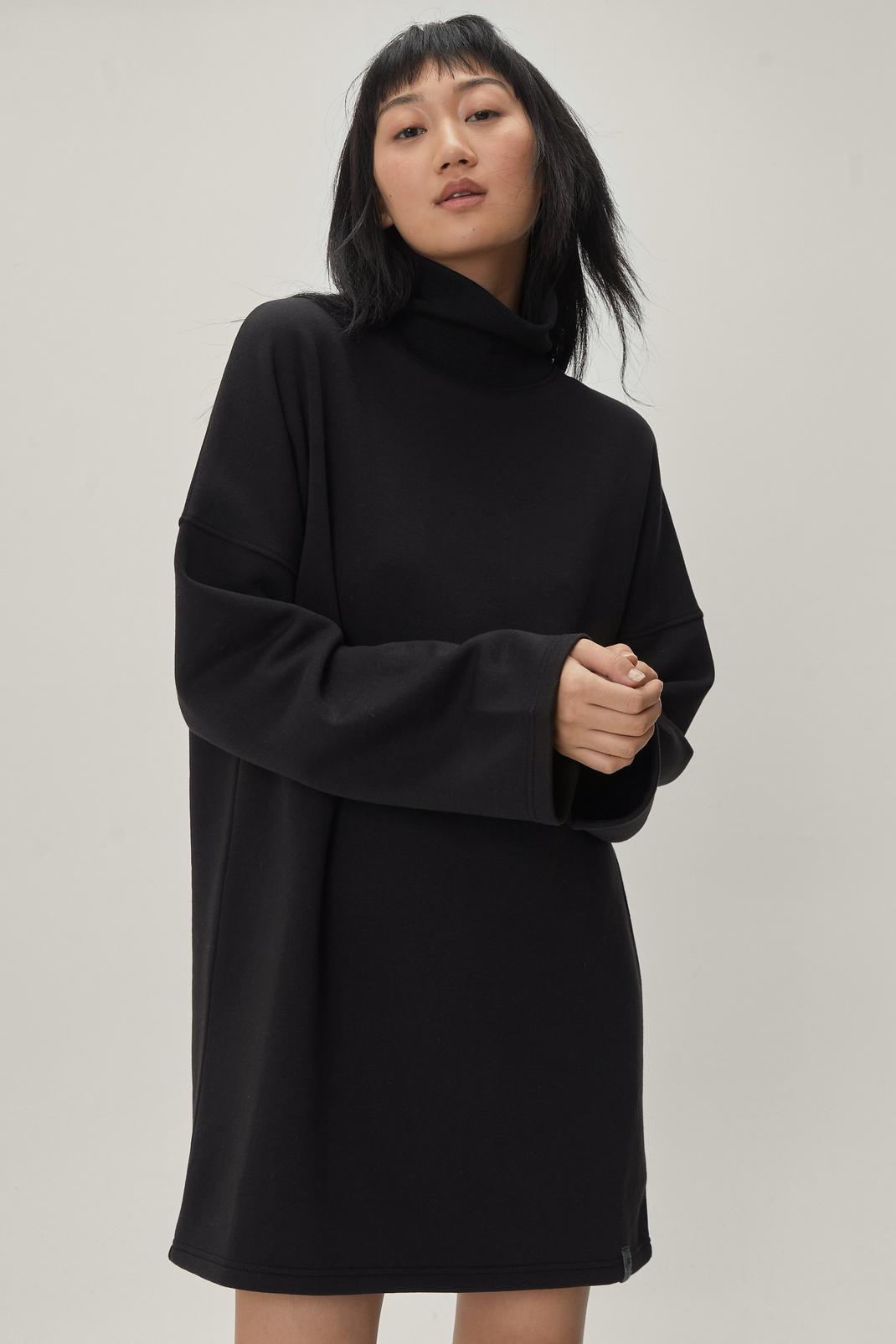 105 Funnel Neck Batwing Oversized Sweat Dress image number 1