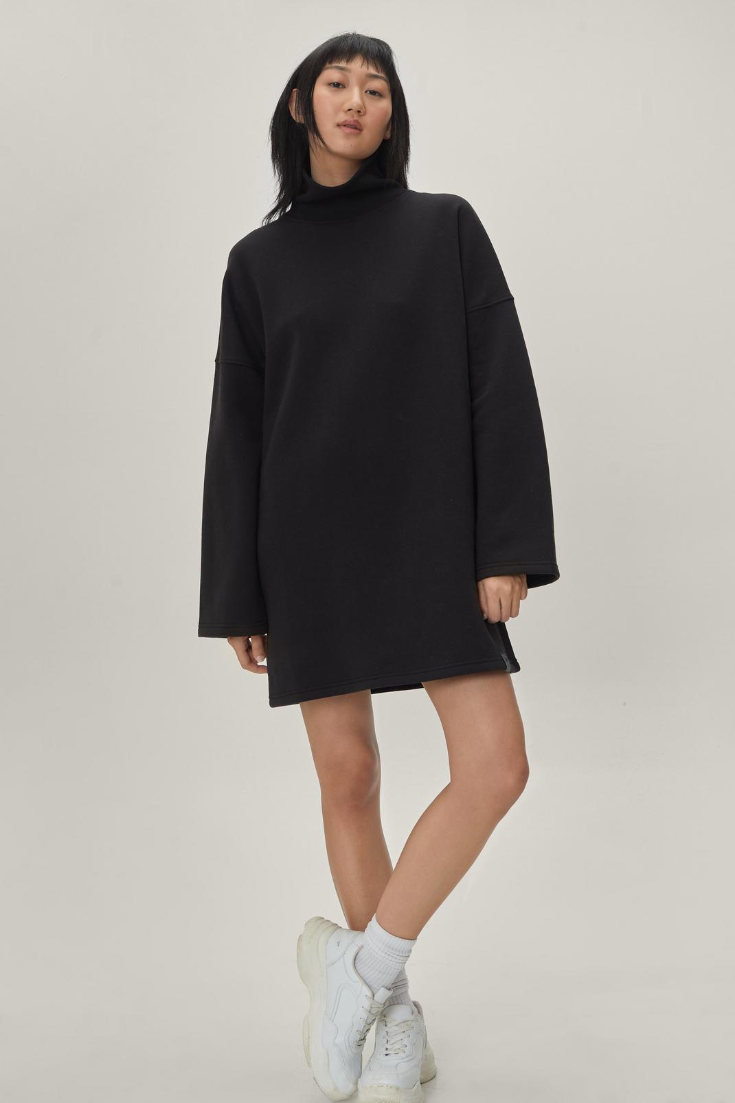 105 Funnel Neck Batwing Oversized Sweat Dress image number 2