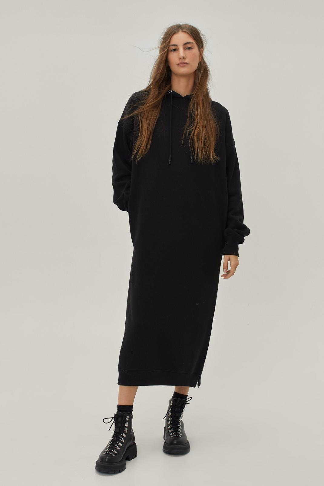 Oversized Midaxi Hooded Sweat Dress image number 1