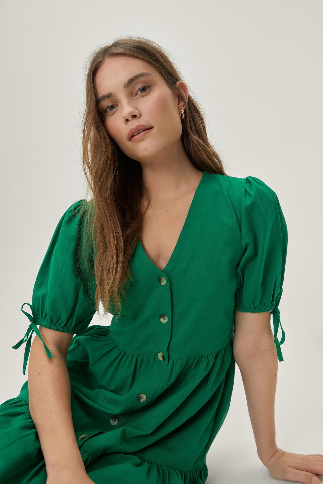 Green Button Through Midi Dress image number 1