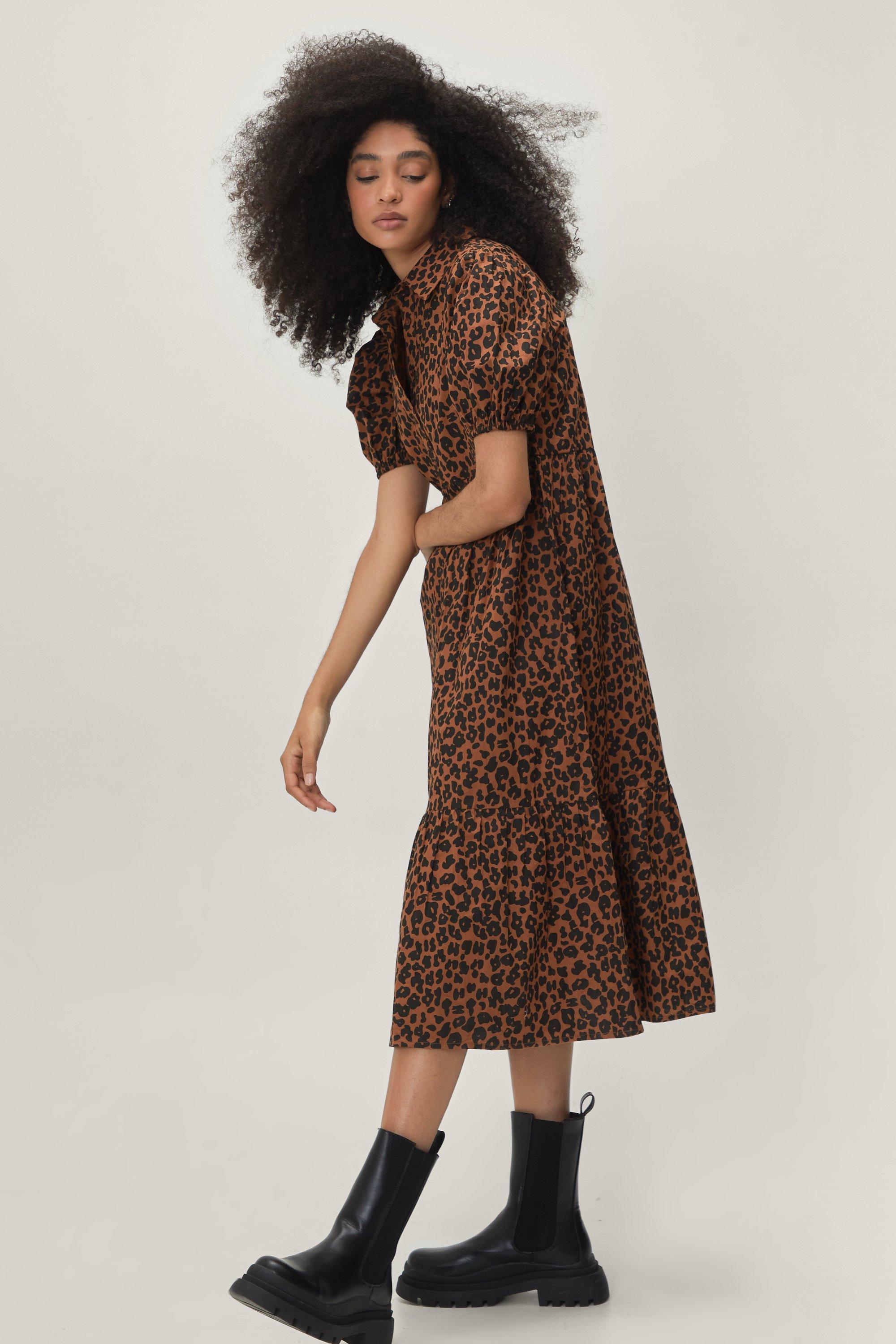 leopard print tiered dress