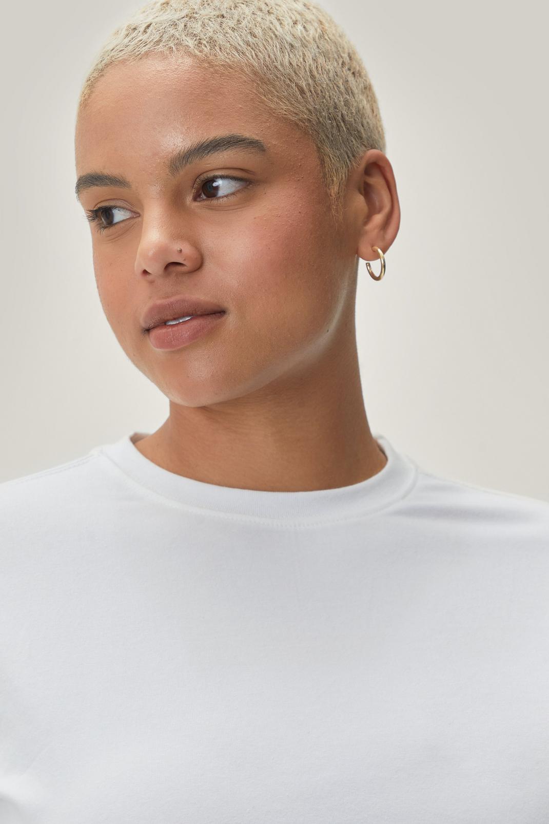 T-shirt à col ras du cou en coton délavé - Grande taille, White image number 1