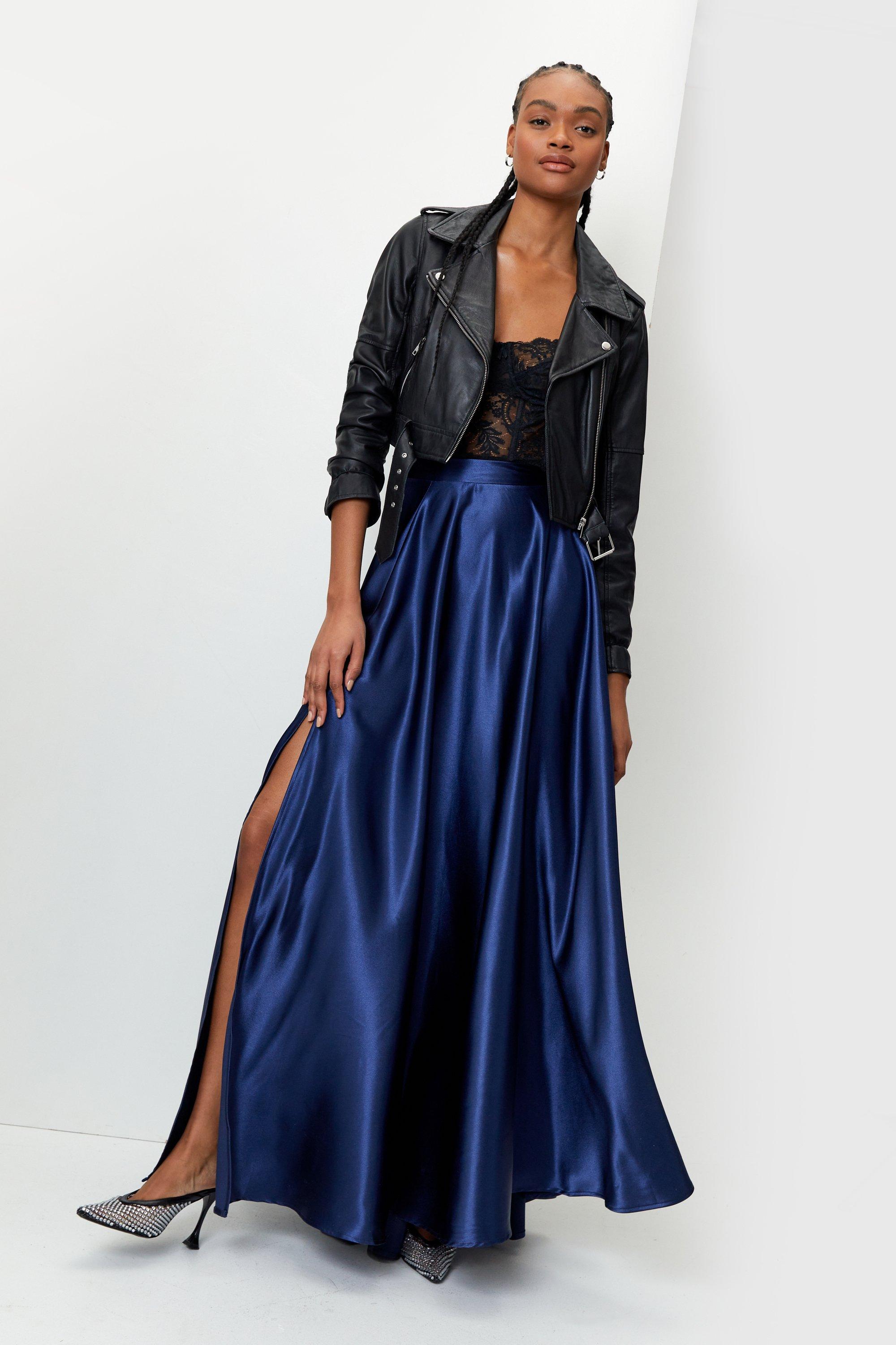 High waist 2024 satin maxi skirt