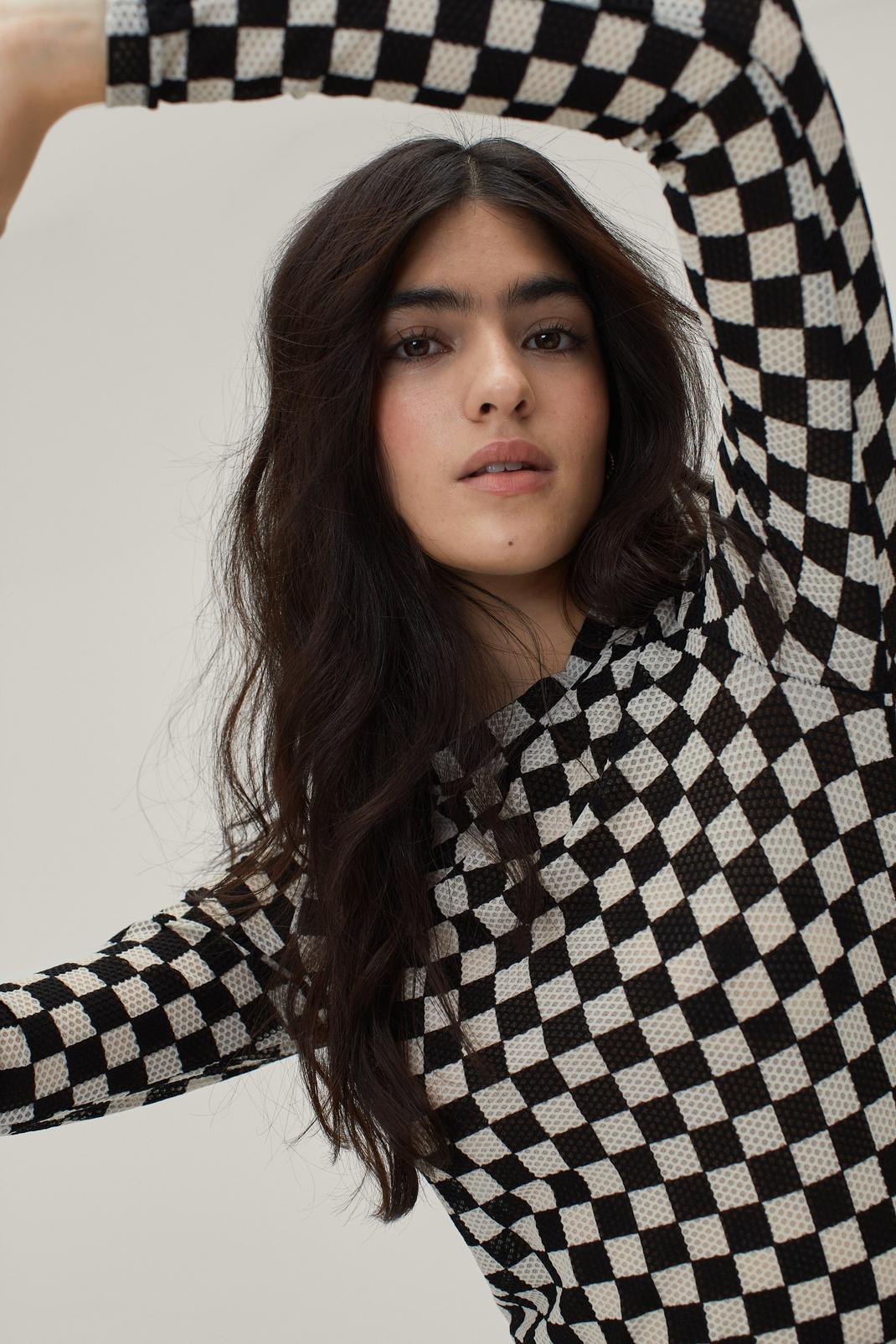 Checkerboard Mesh Long Sleeve Top | Nasty Gal Checkerboard Mesh Long Sleeve Top | Nasty Gal