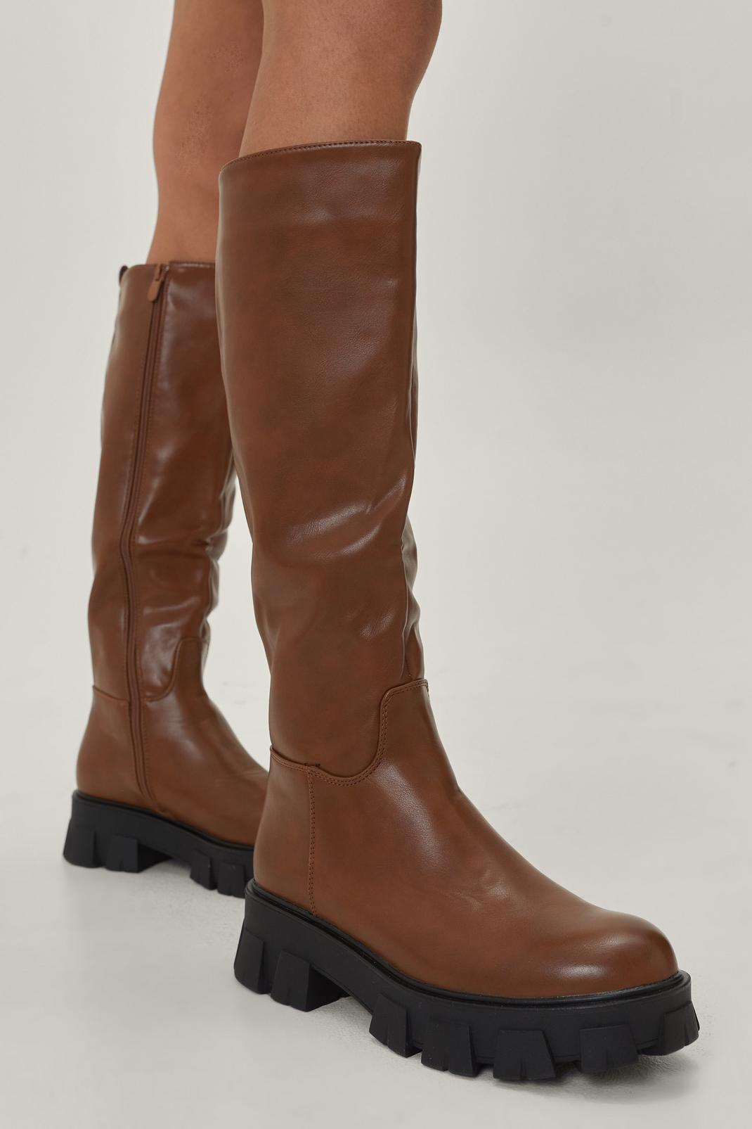 111 Pu Knee High Cleated Boots 1 image number 2
