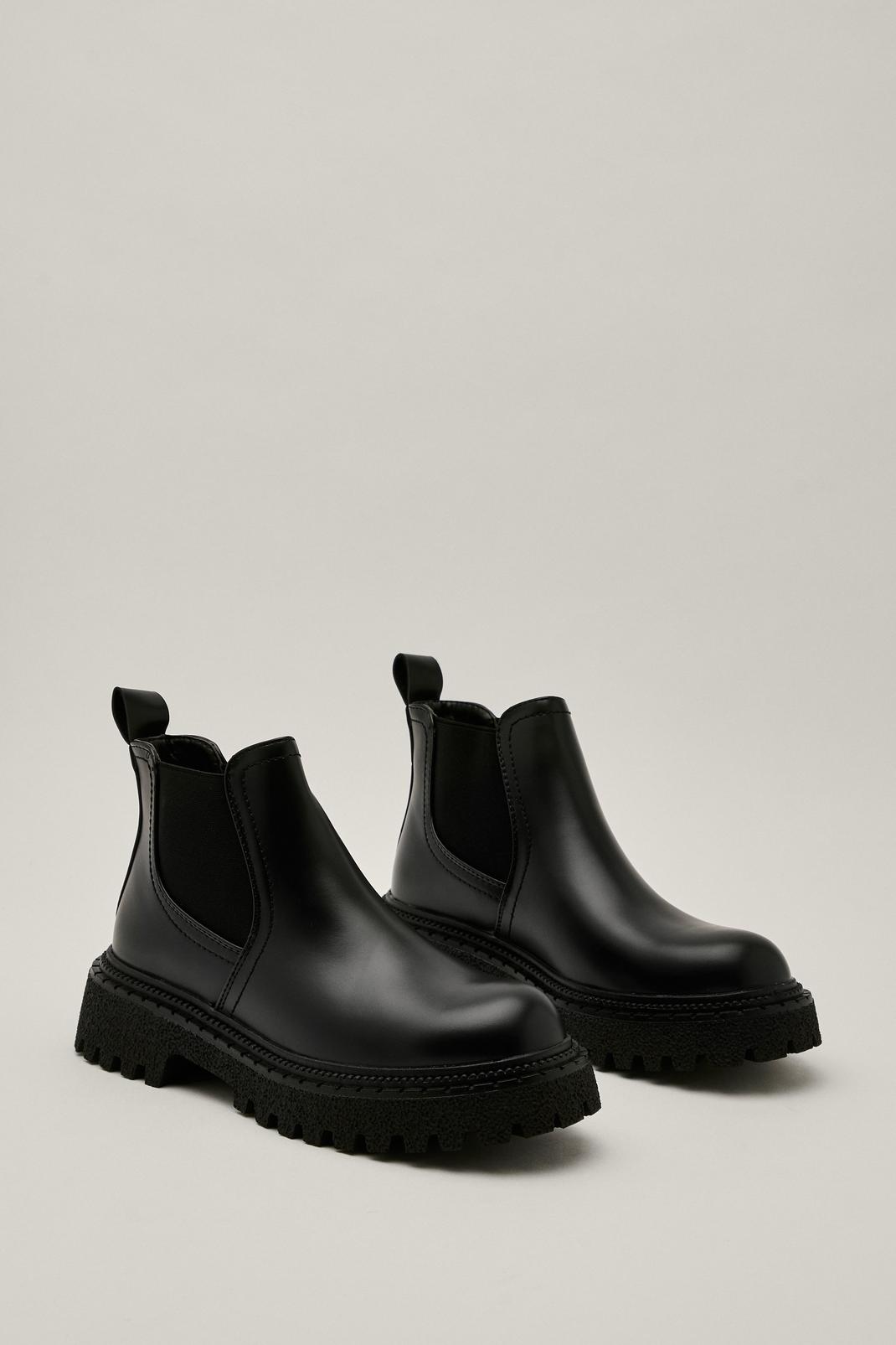 Black Pu Low Profile Chelsea Boots image number 1