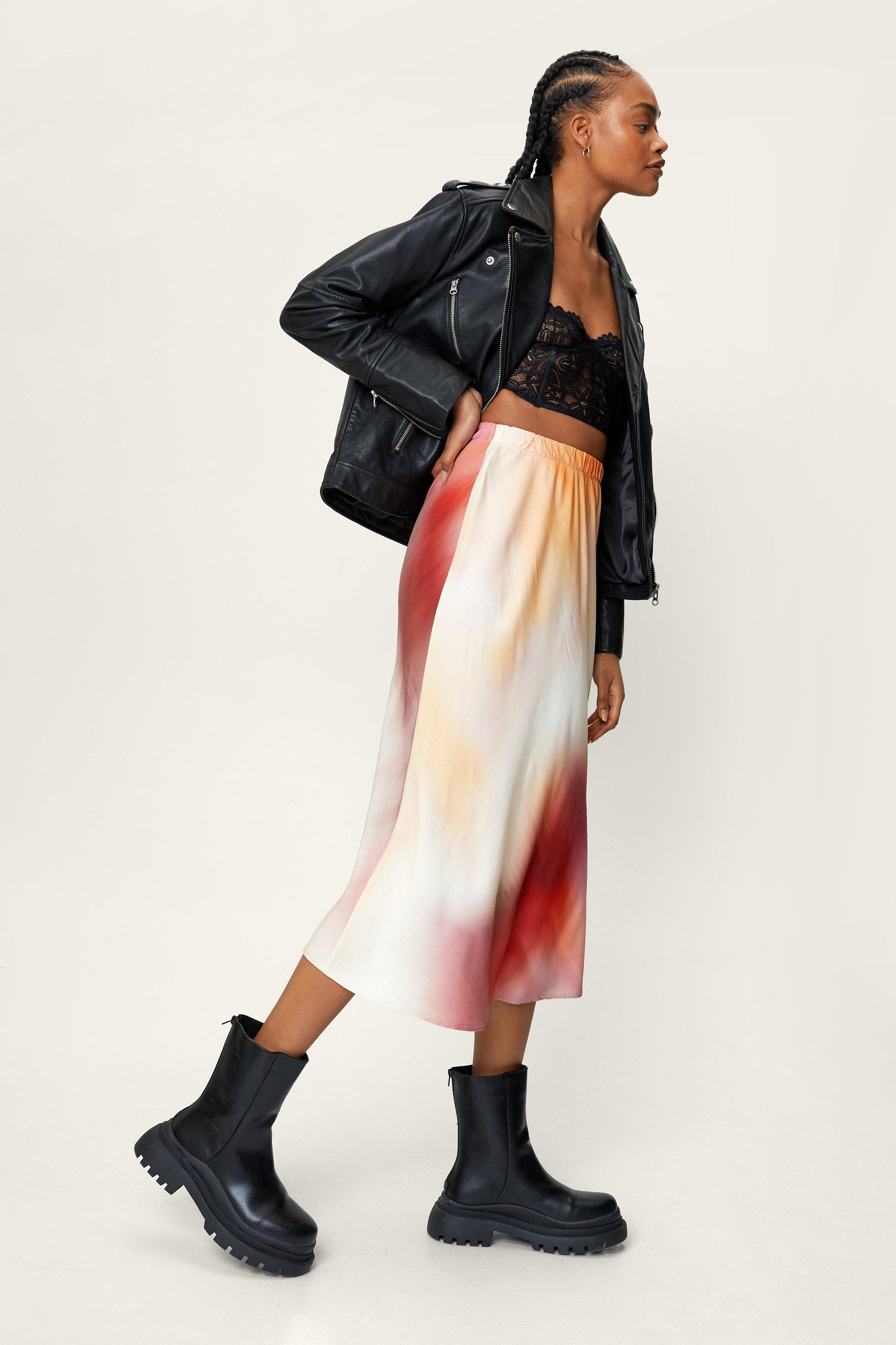 Ombre Tie Dye Printed Bias Cut Midi Skirt Nasty Gal