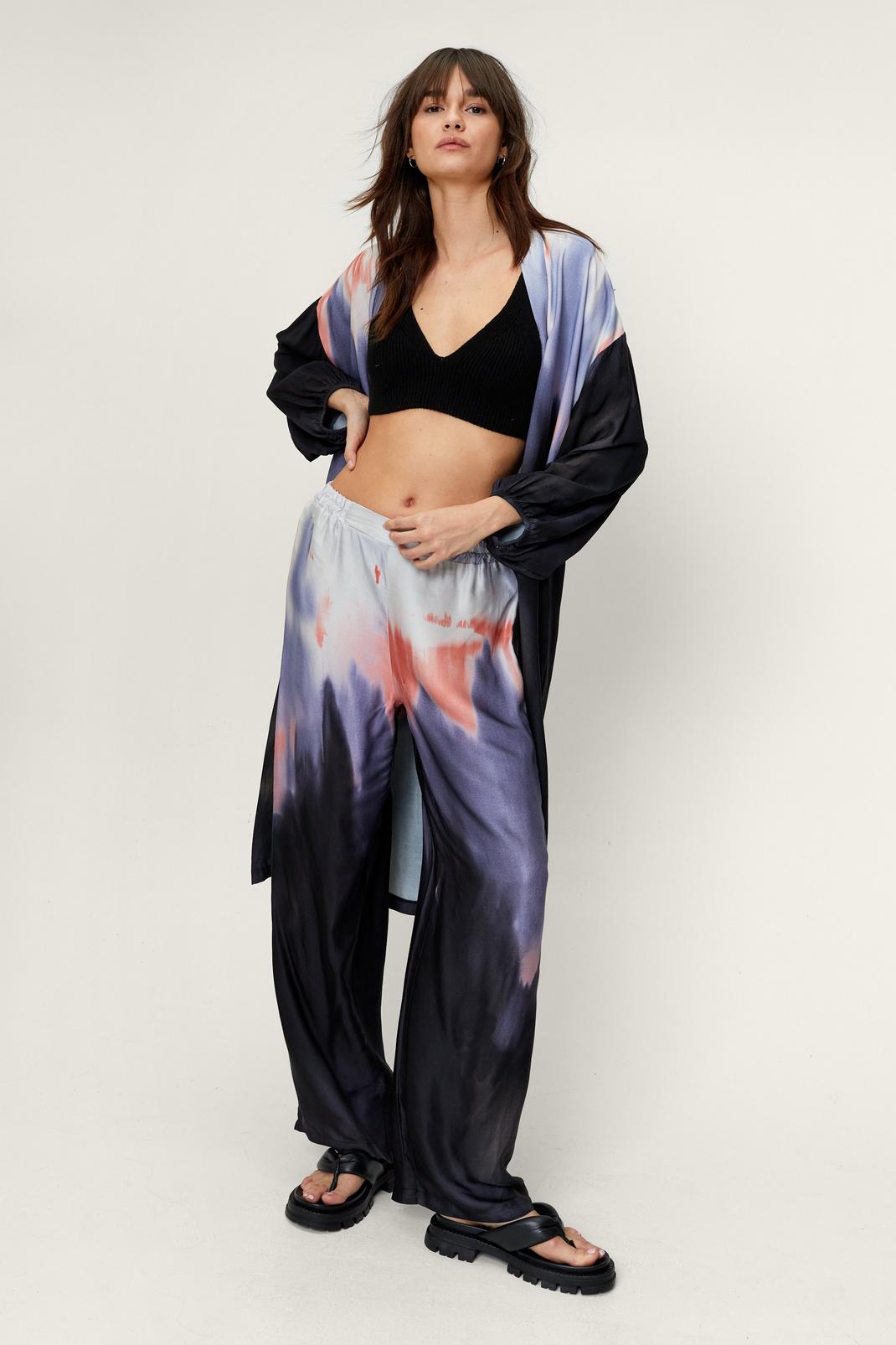 Ombre Tie Dye Printed Wide Leg Trousers image number 1
