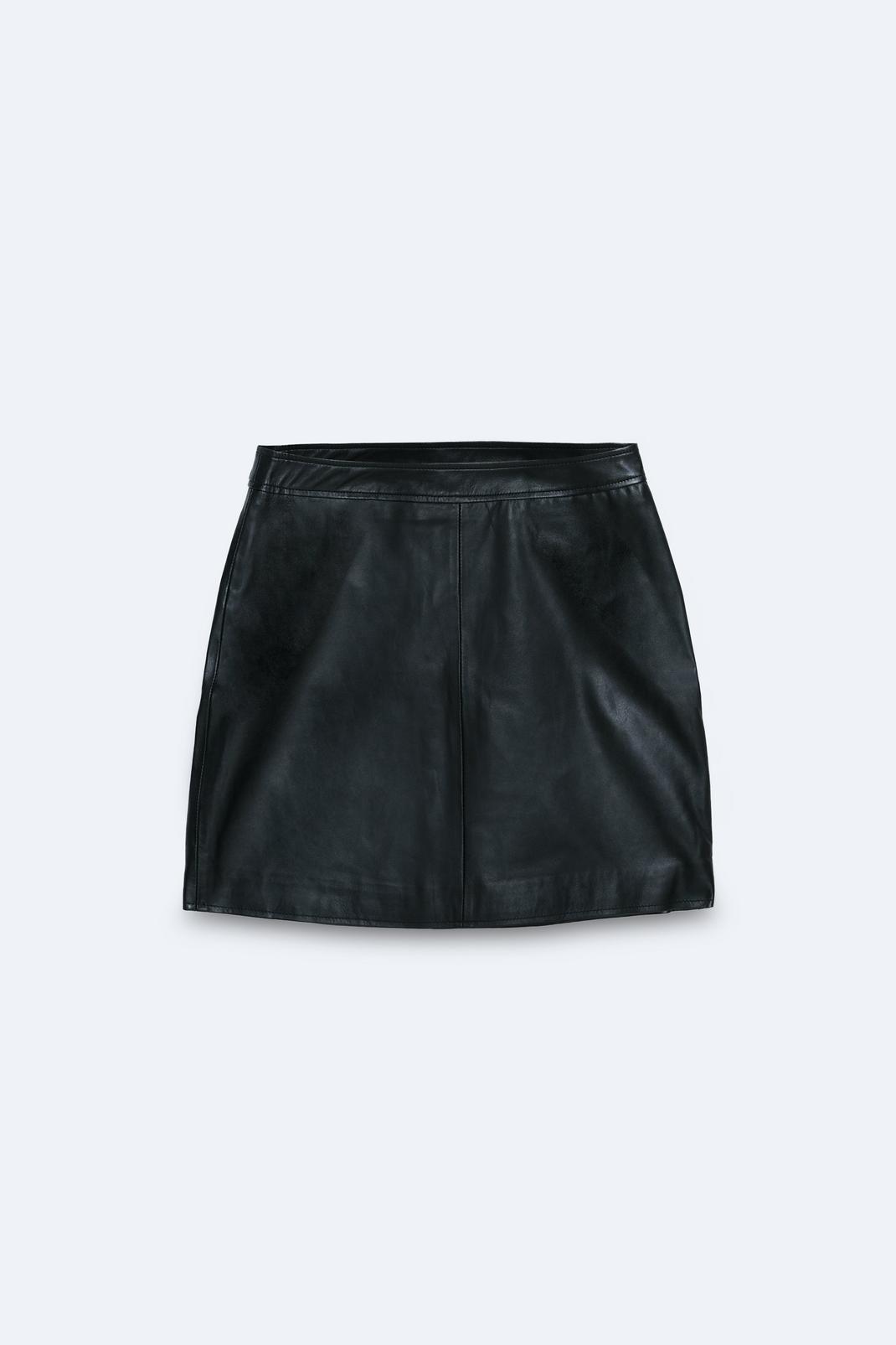 Mini jupe en cuir, Black image number 1
