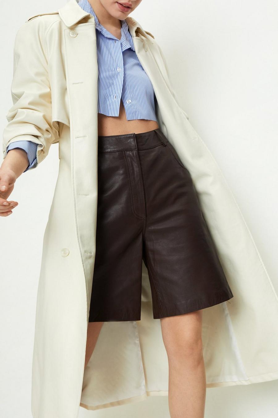 Real Leather Longline Shorts