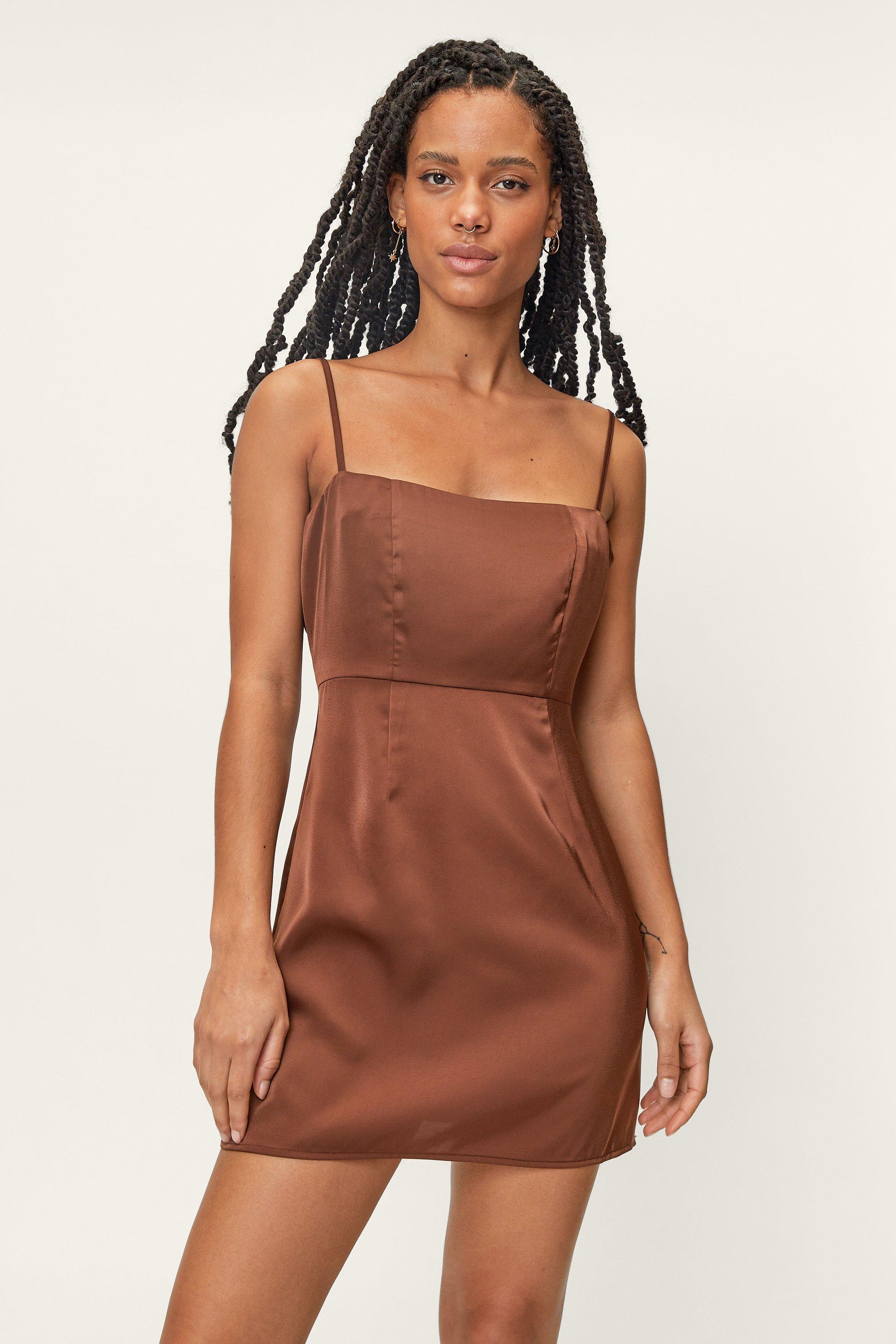 Petite Heavy Satin Coord Mini Dress Nasty Gal