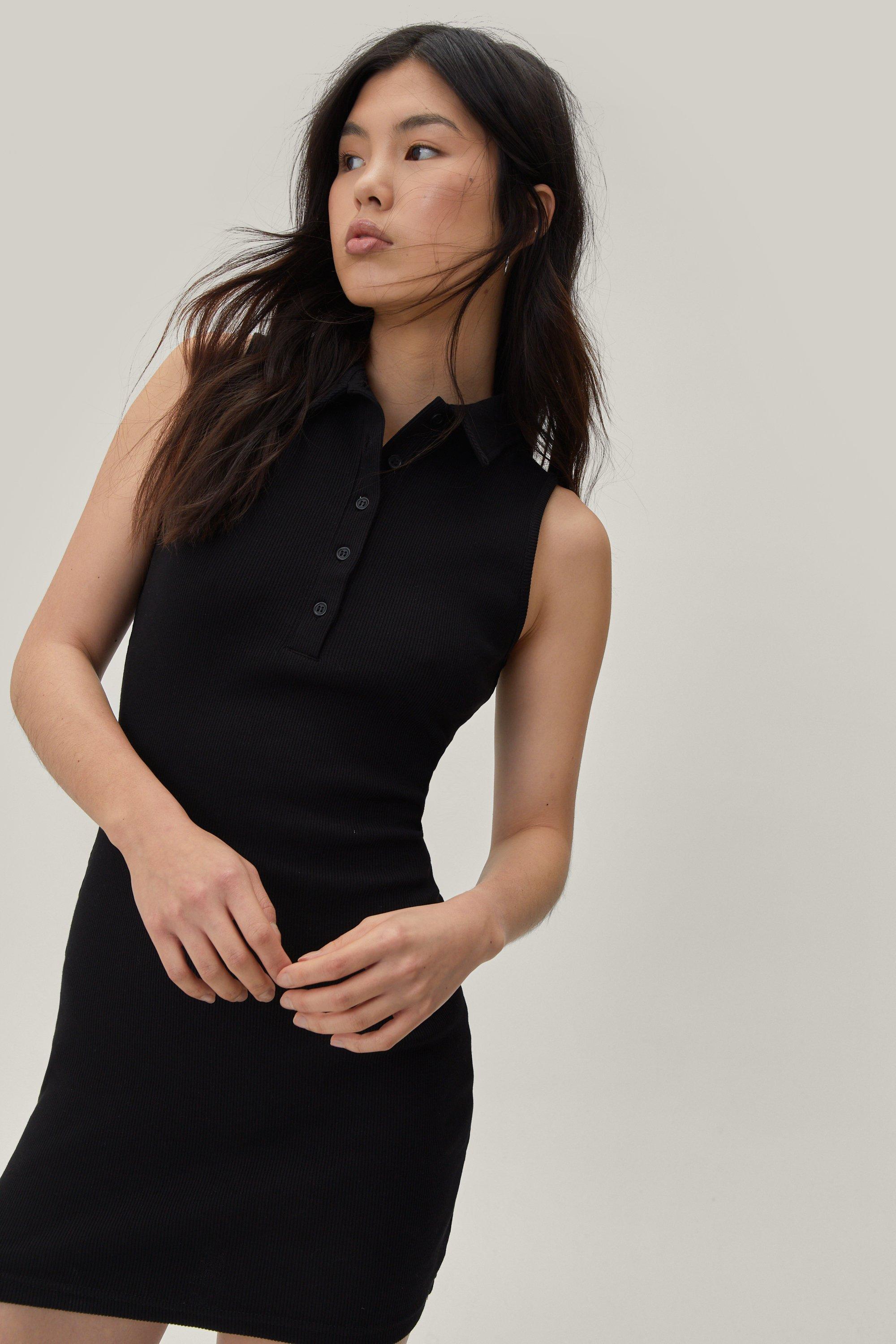 Collared Ribbed Mini Dress | Nasty Gal