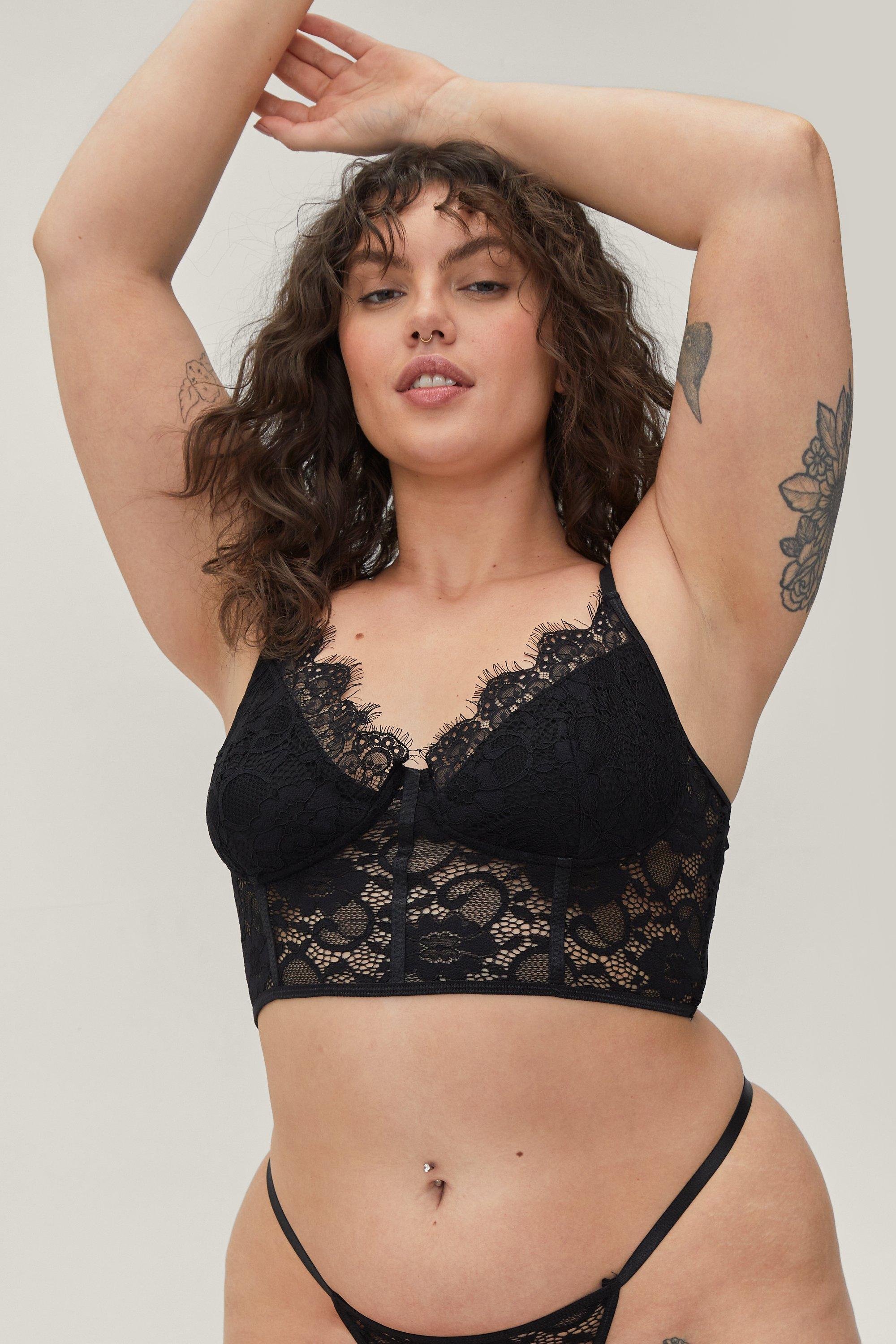 3XL 5XL Plus Size Lace Bralette Halter Bra And G String Set From Ipinkie,  $9.5