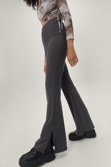 Grey Recycled Split Hem Fit and Flare Pants