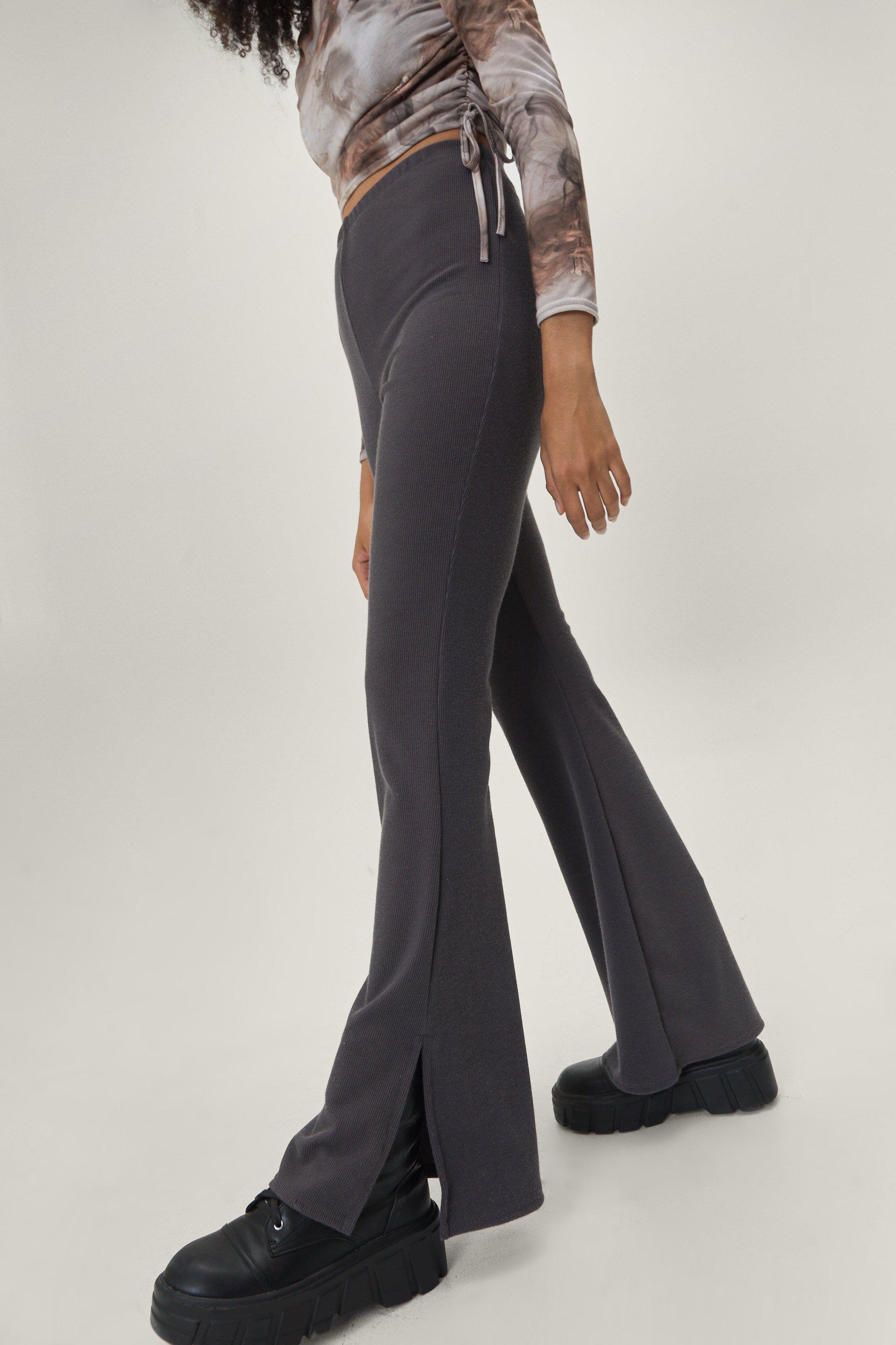 Split Hem Black Flare Trouser