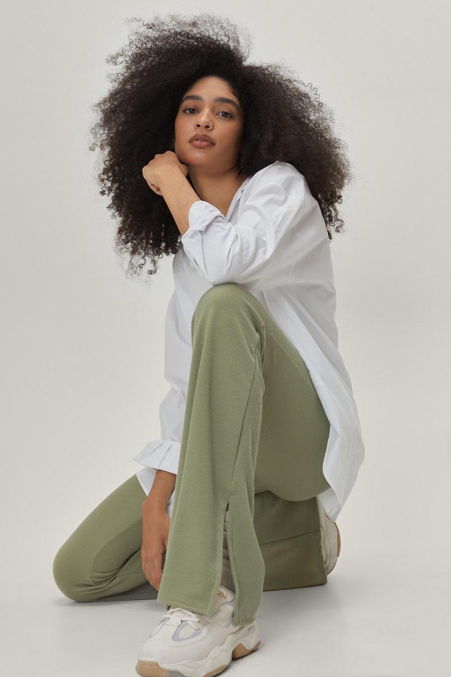 Recycled Split Hem Fit and Flare Pants