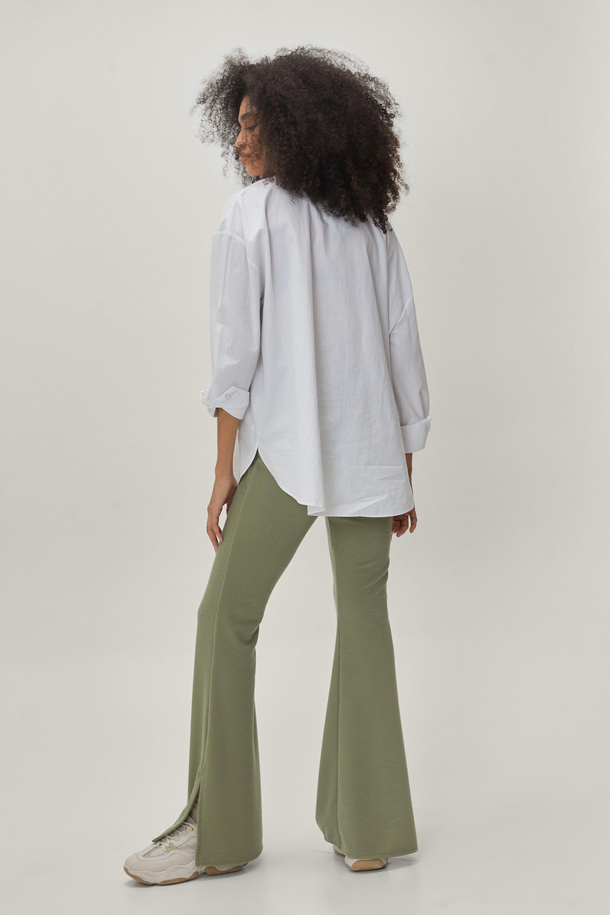 olive green flared pants