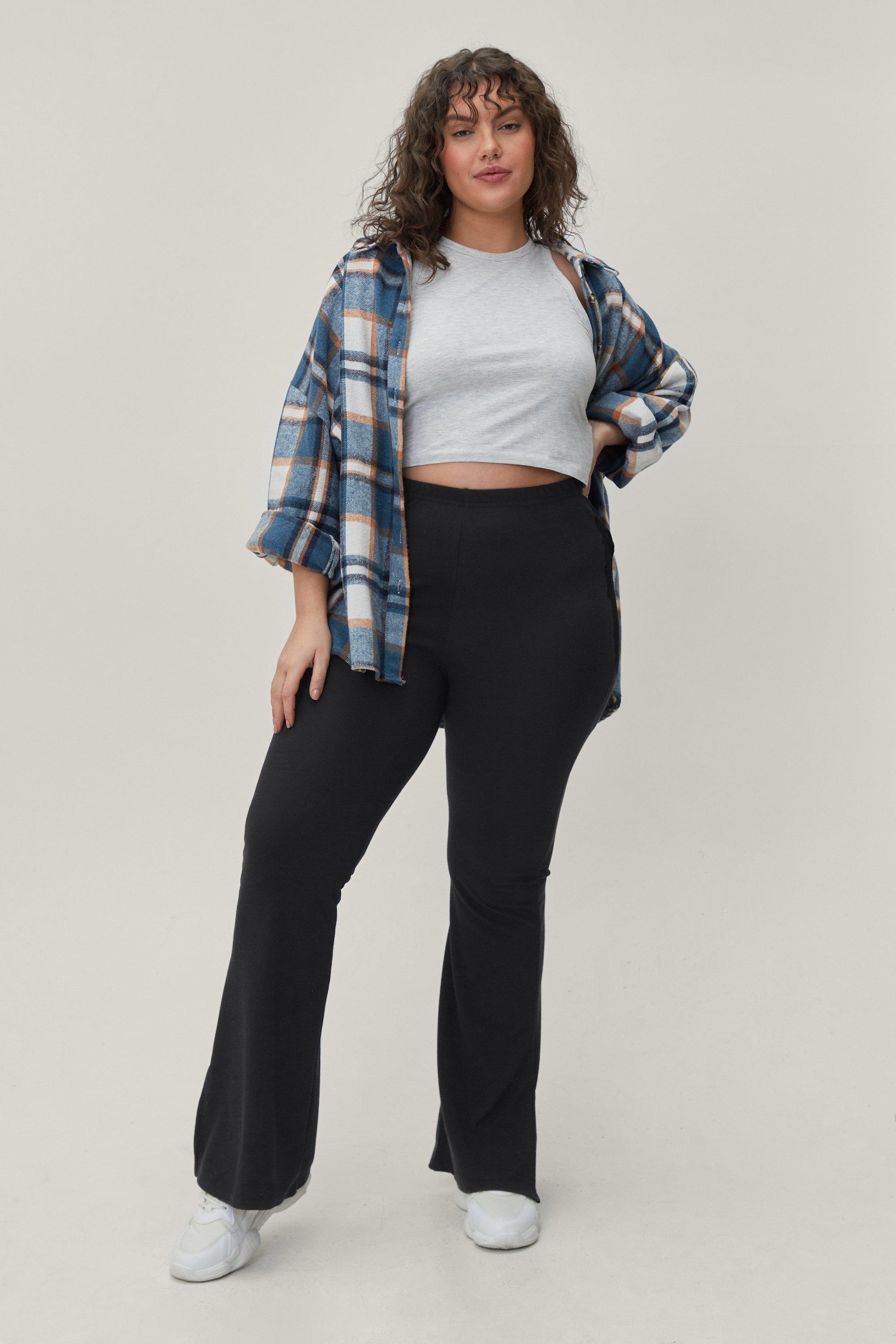 Plus Size Split Hem Fit and Flared Pants