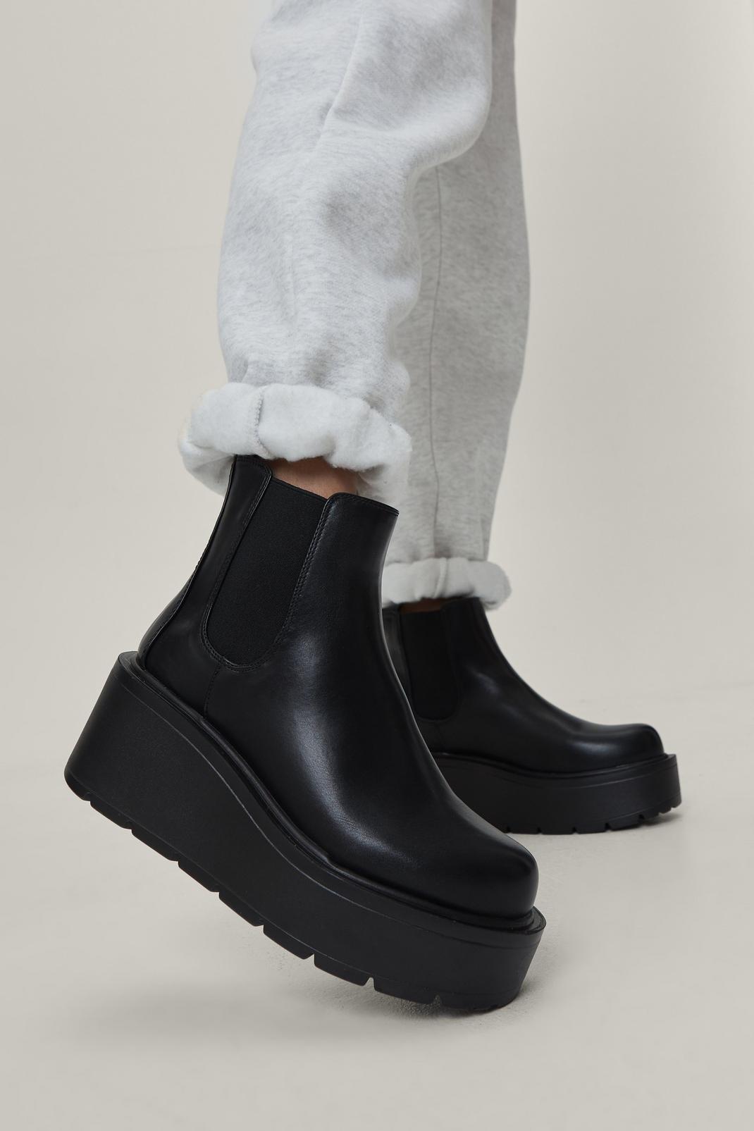 Black Extra Chunky Sole Chelsea Boots image number 1