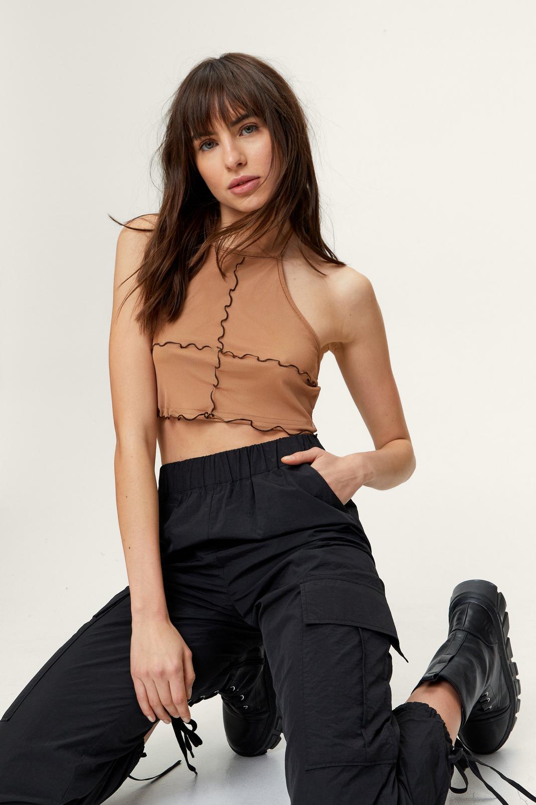 111 Exposed Seam Halterneck Cropped Top image number 1