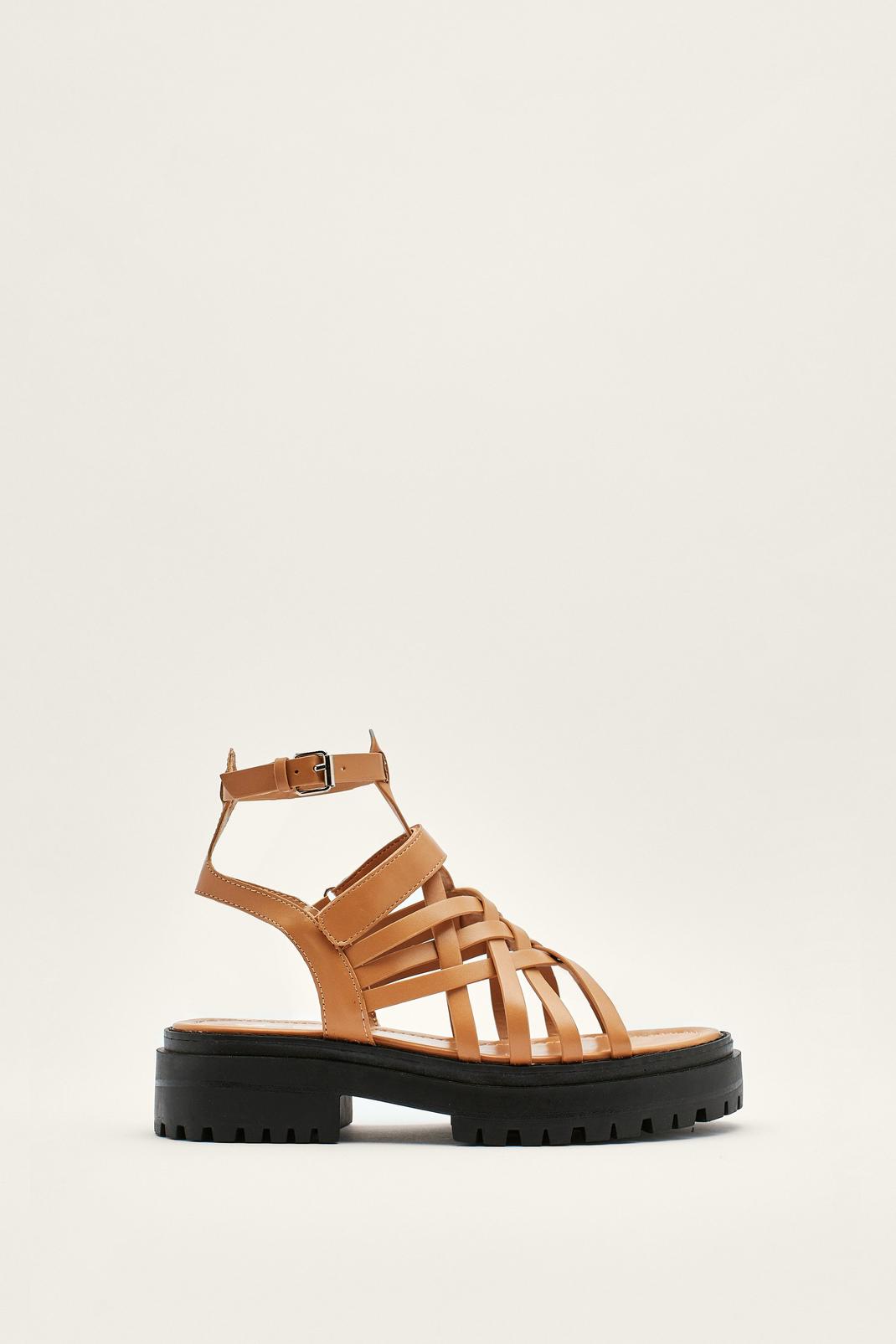 197 Faux Leather Woven Chunky Sandals  image number 1