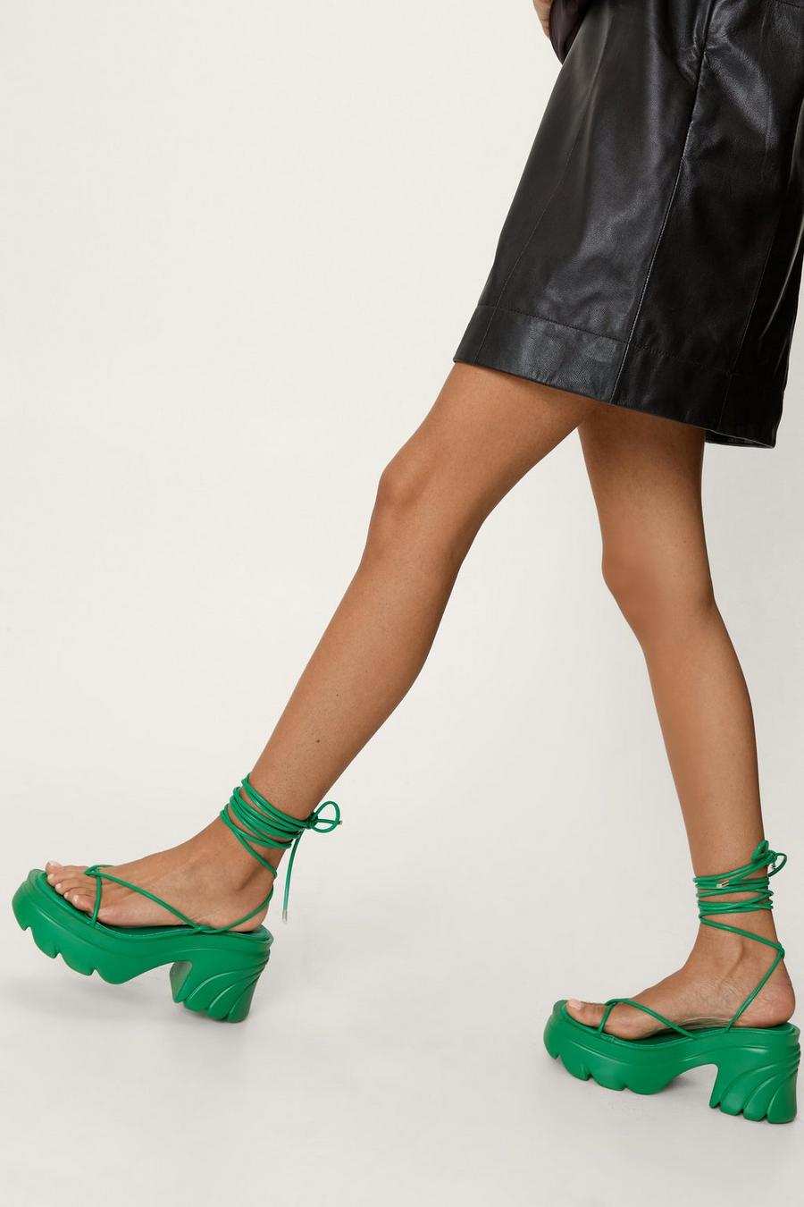 Faux Leather Cleated Swirl Heel Sandals 