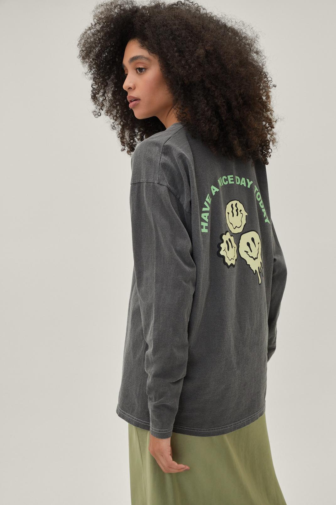Charcoal Long Sleeve Placement Graphic T-shirt image number 1