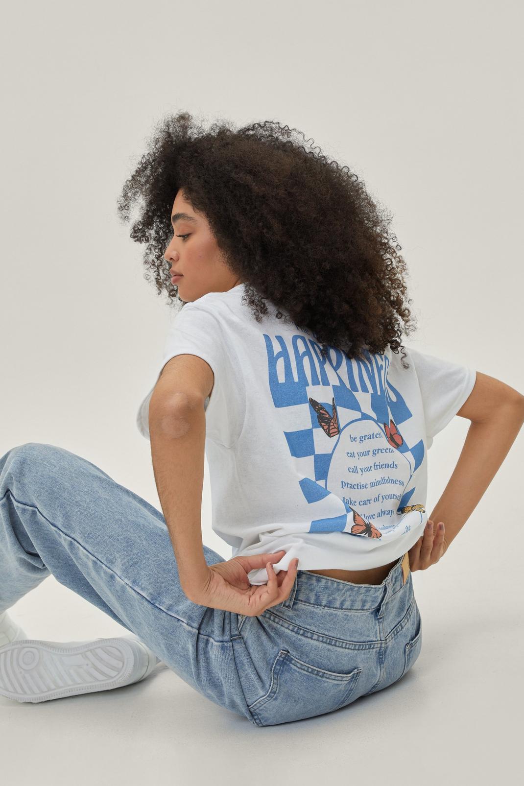 White Oversized Placement Graphic  T-shirt image number 1