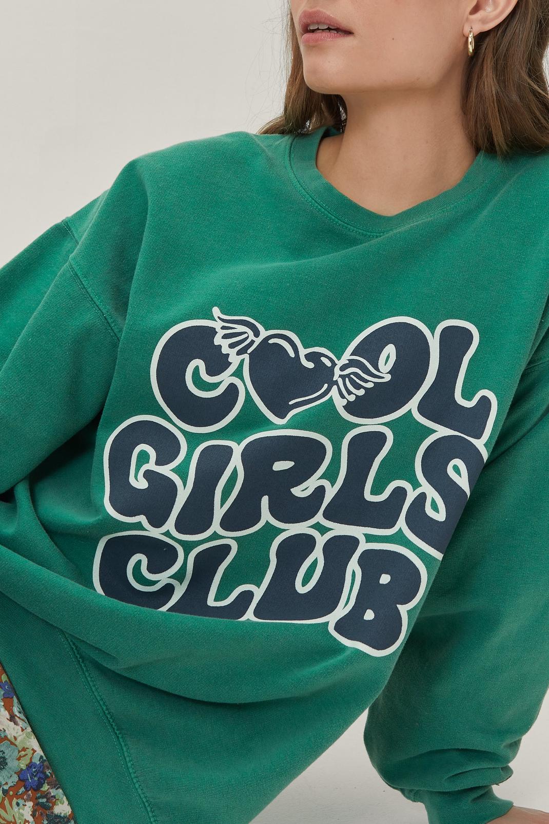 Green Cool Girls Club Long Sleeve Graphic Sweatshirt image number 1