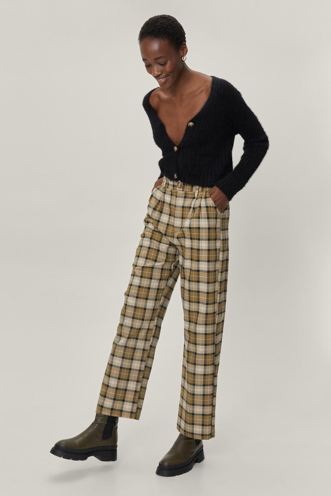 144 Multi Wide Leg Check Trousers image number 2