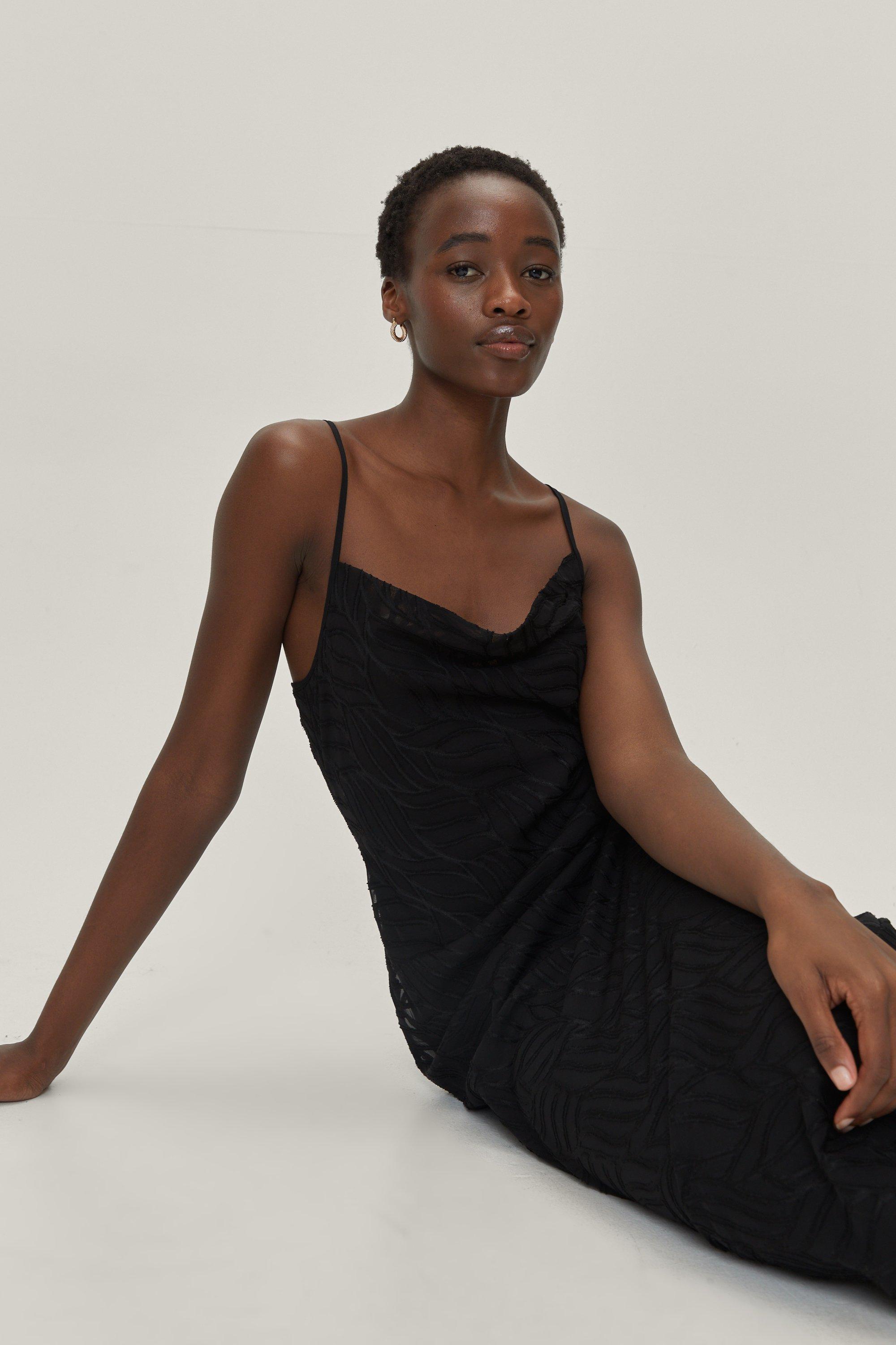 black cami slip dress