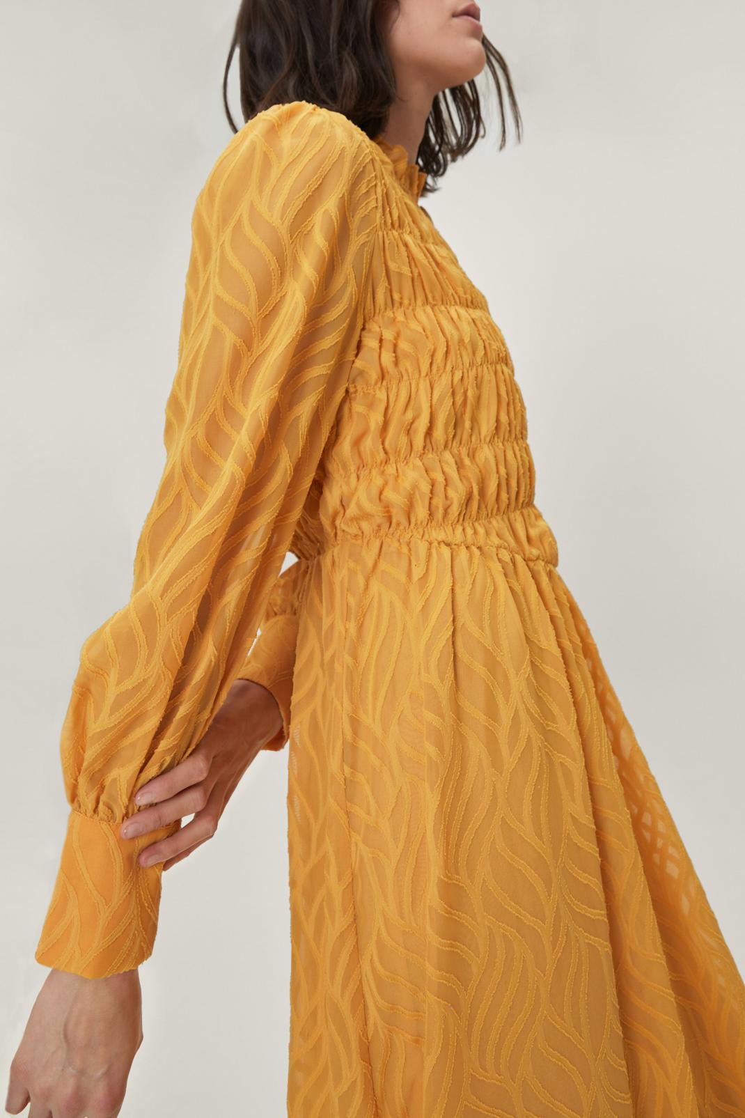 146 Textured Shirred Maxi Smock Dress image number 2