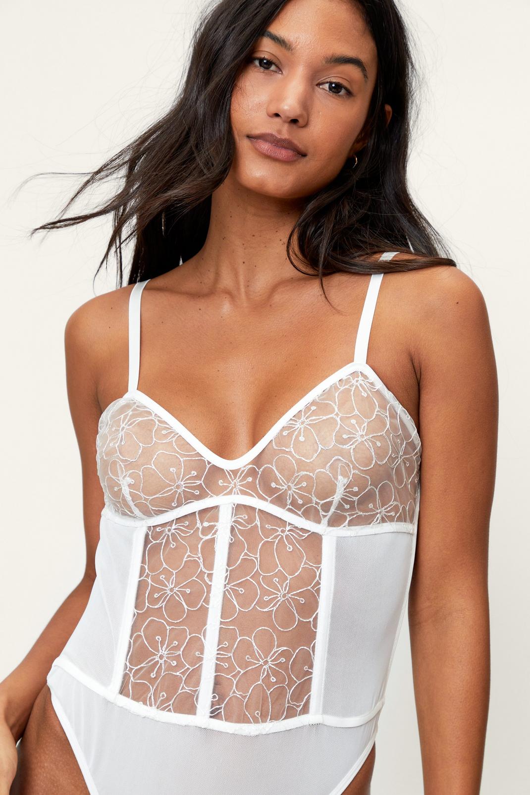 764 Lace Mesh Panelled Bodysuit  image number 2